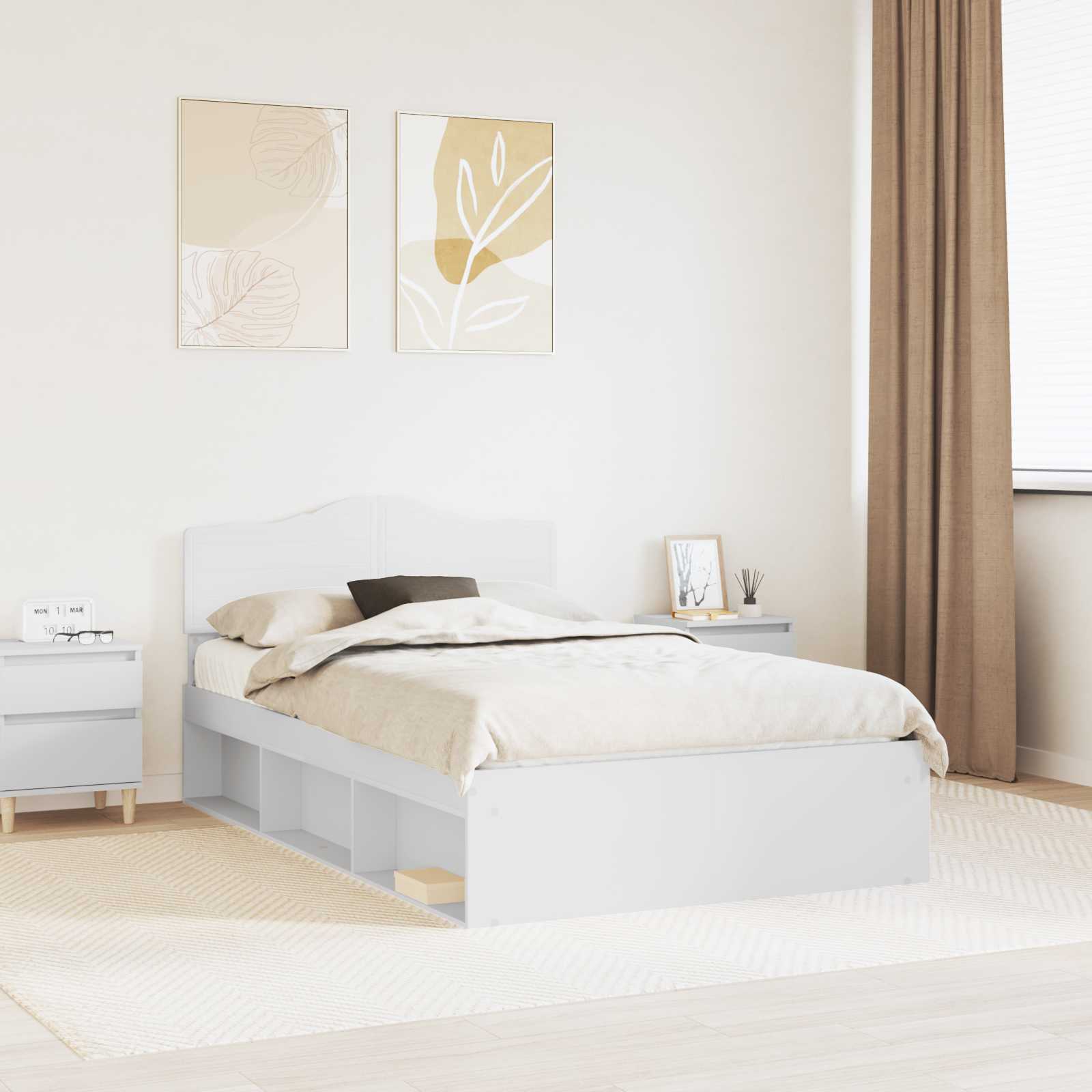 Cadre de lit Blanc 120 x 200 cm Bois de pin massif - XIOS