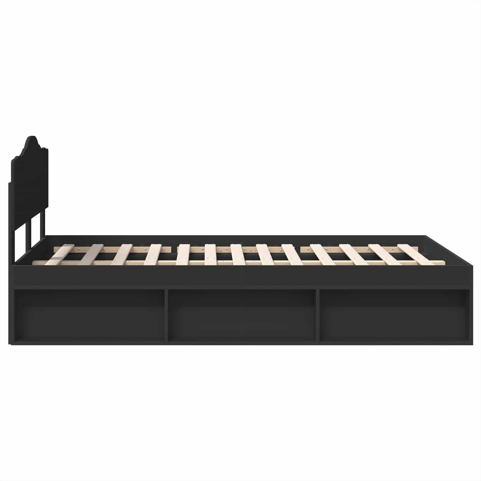 Cadre de lit avec tête de lit Noir 120 x 200 cm Pin massif - XIOS