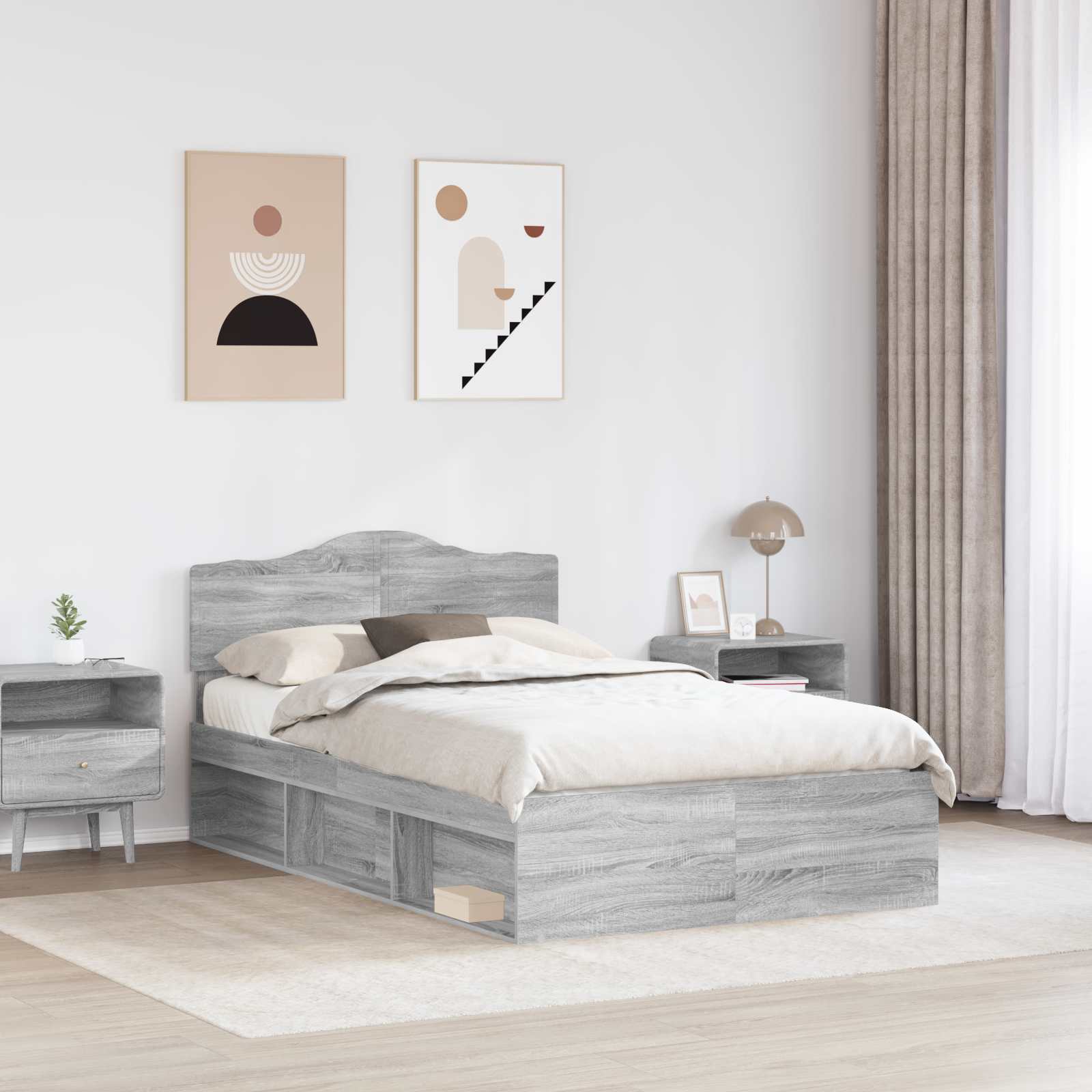 Cadre de lit Gris Sonoma 120 x 200 cm Bois de pin massif - XIOS