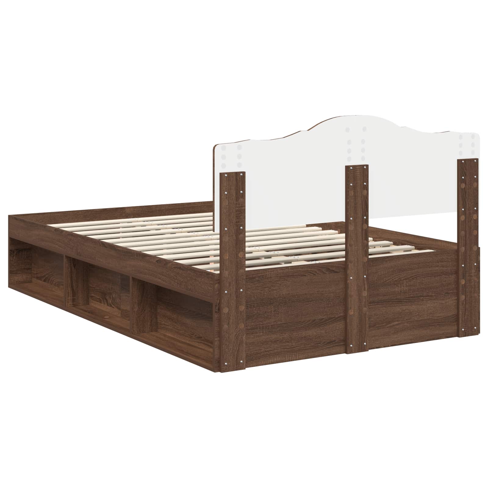 Cadre de lit Chêne brun 120 x 200 cm Bois de pin massif - XIOS