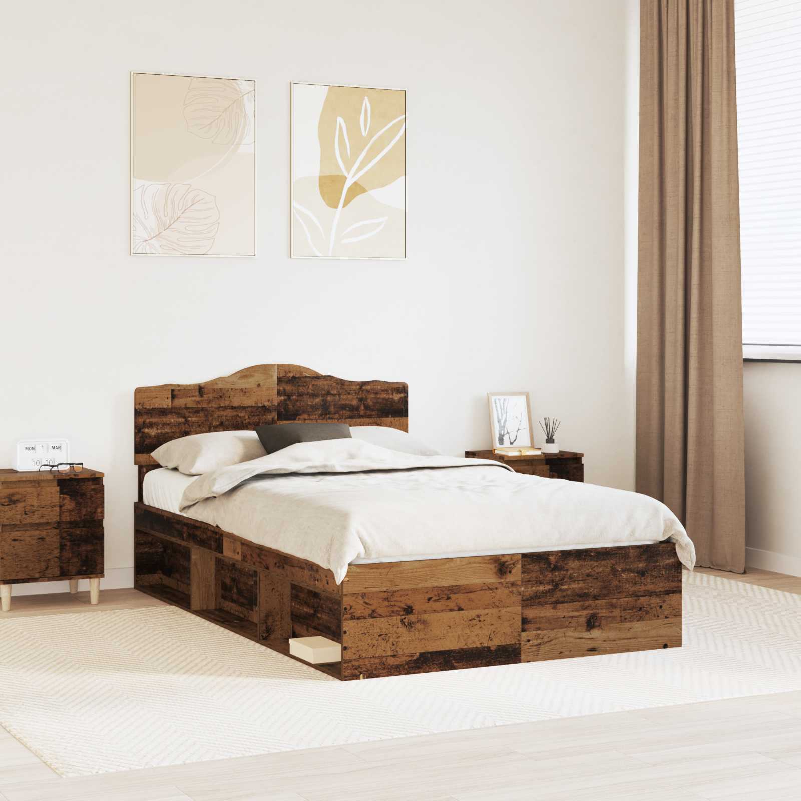 Cadre de lit Bois ancien 120 x 200 cm Bois de pin massif - XIOS