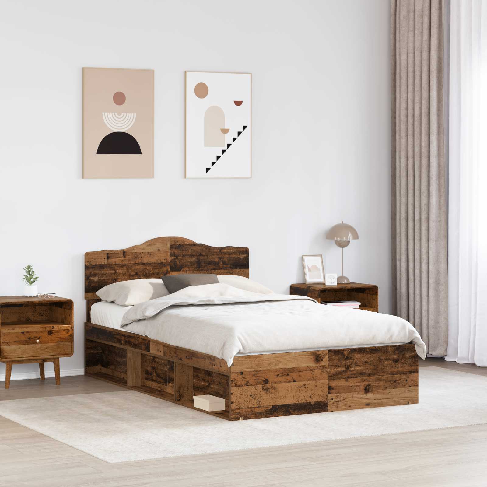 Cadre de lit Bois ancien 120 x 200 cm Bois de pin massif - XIOS