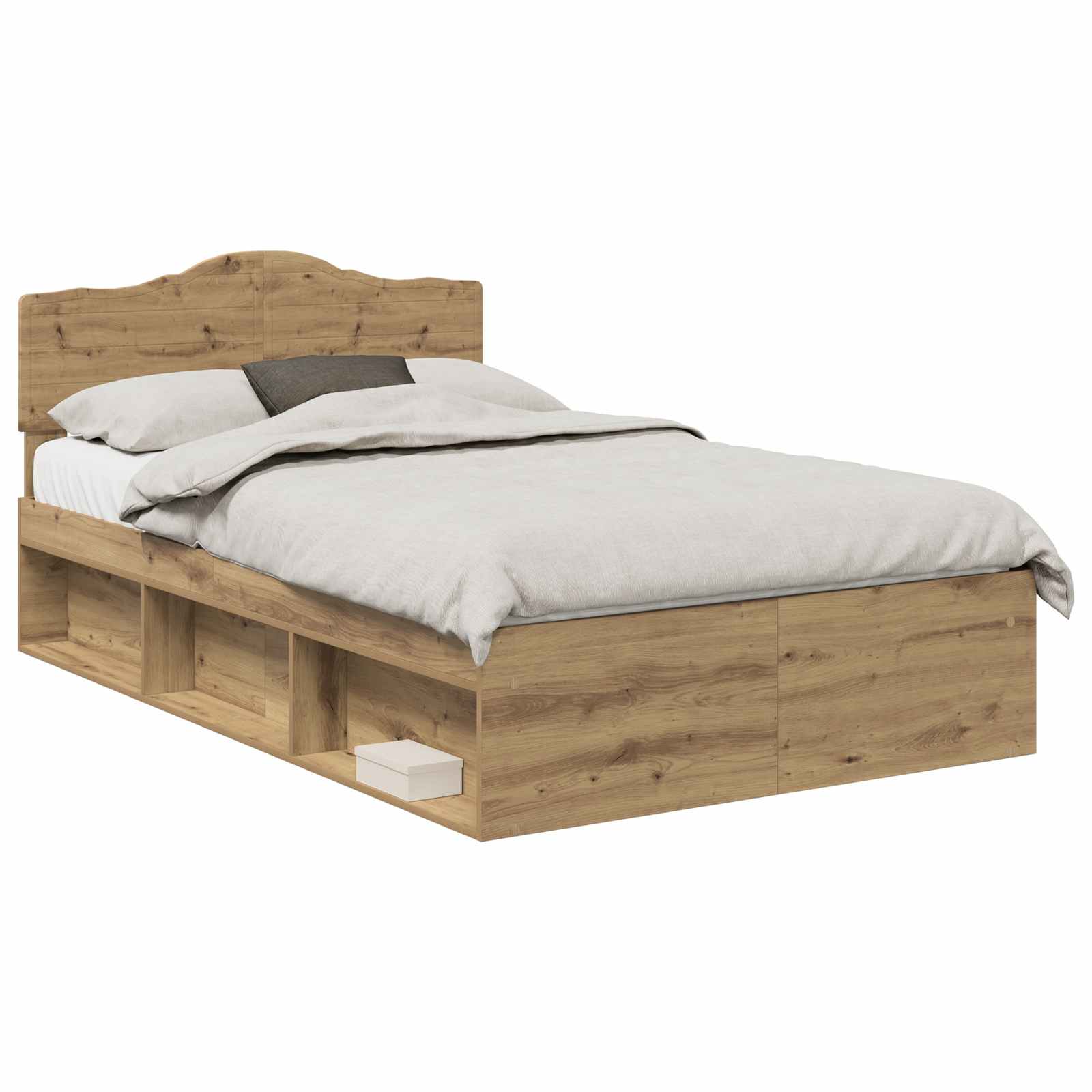 Cadre de lit Chêne artisan 120 x 200 cm Bois de pin massif - XIOS