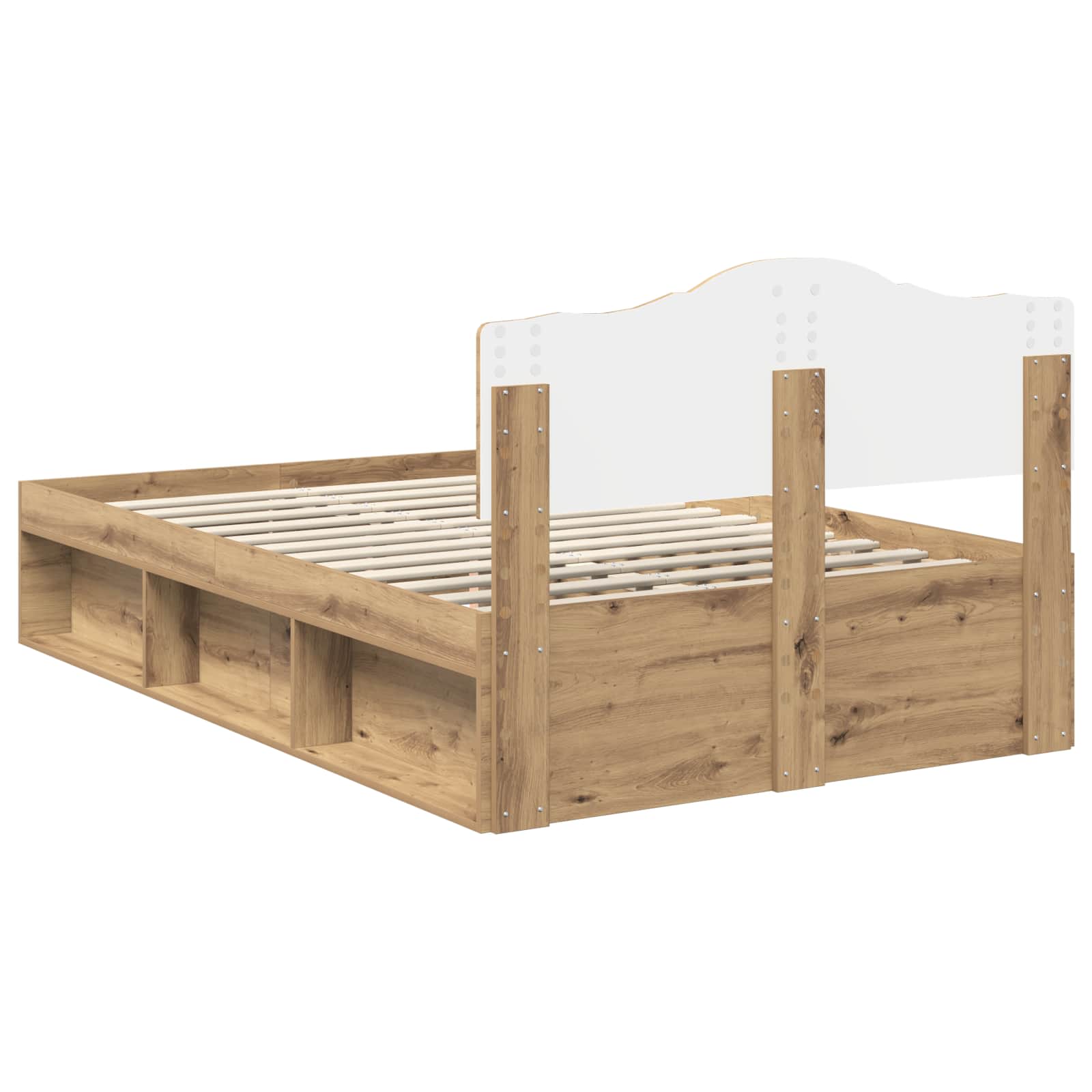 Cadre de lit Chêne artisan 120 x 200 cm Bois de pin massif - XIOS