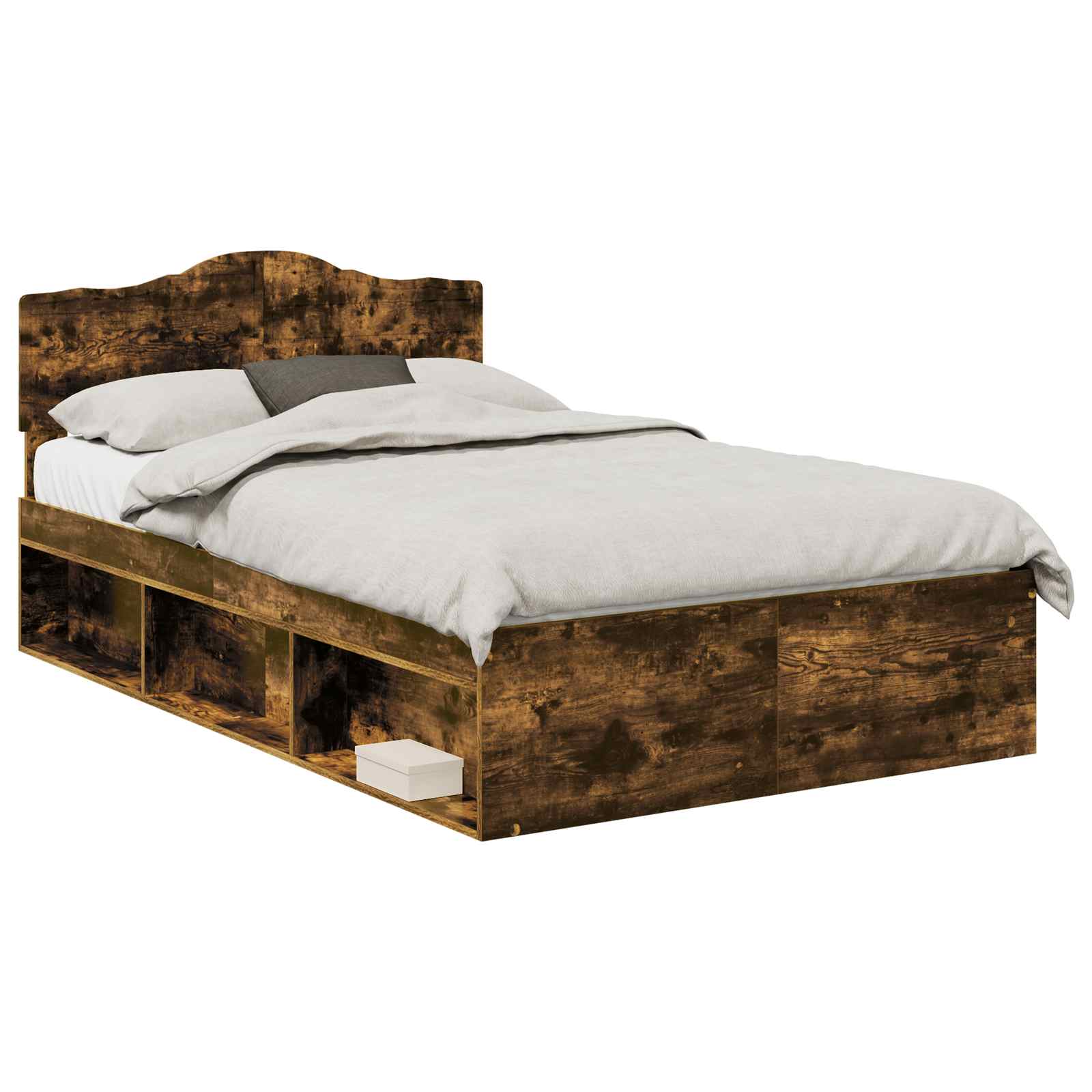Cadre de lit Chêne fumé 120 x 190 cm Bois de pin massif - XIOS