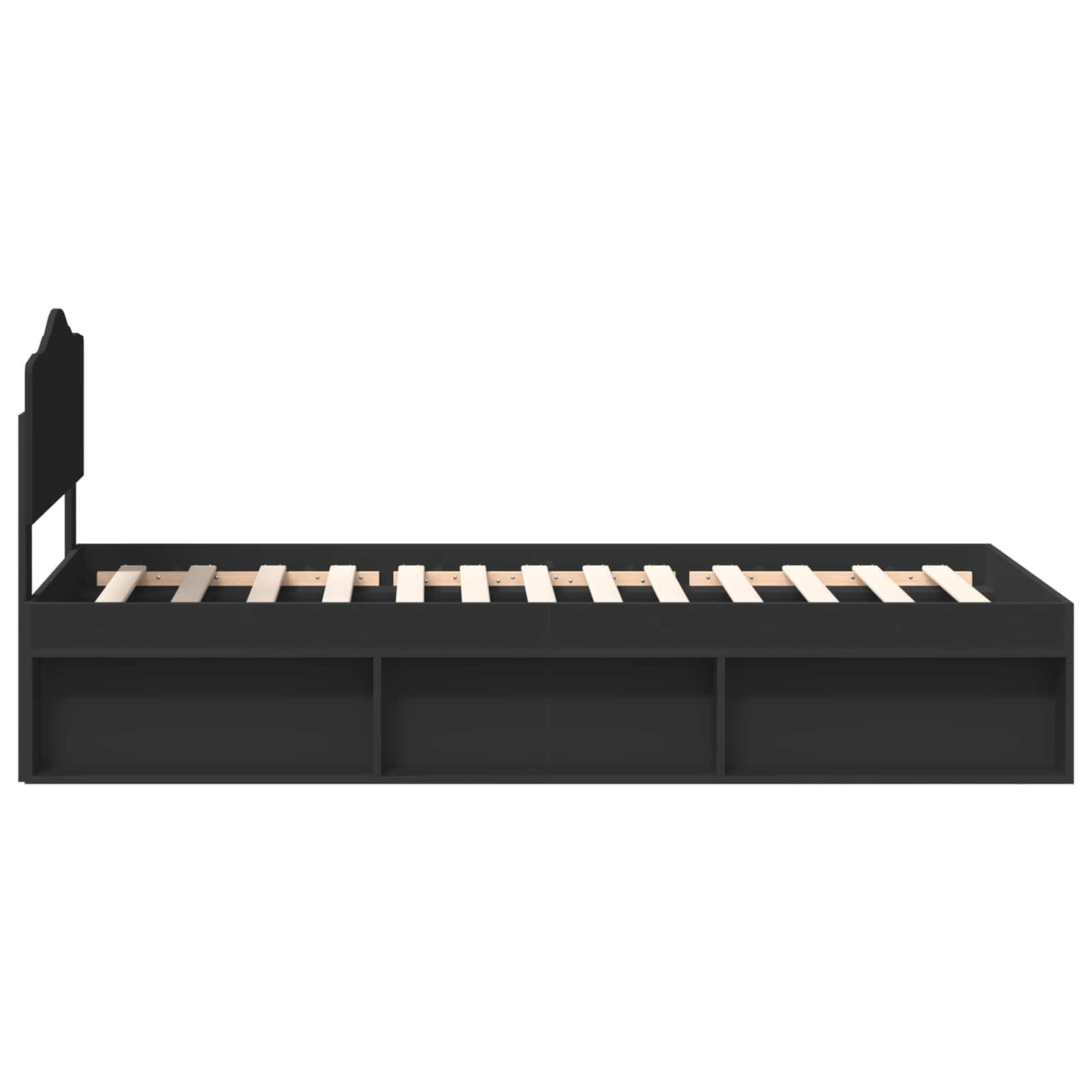 Cadre de lit avec tête de lit Noir 100 x 200 cm Pin massif - XIOS