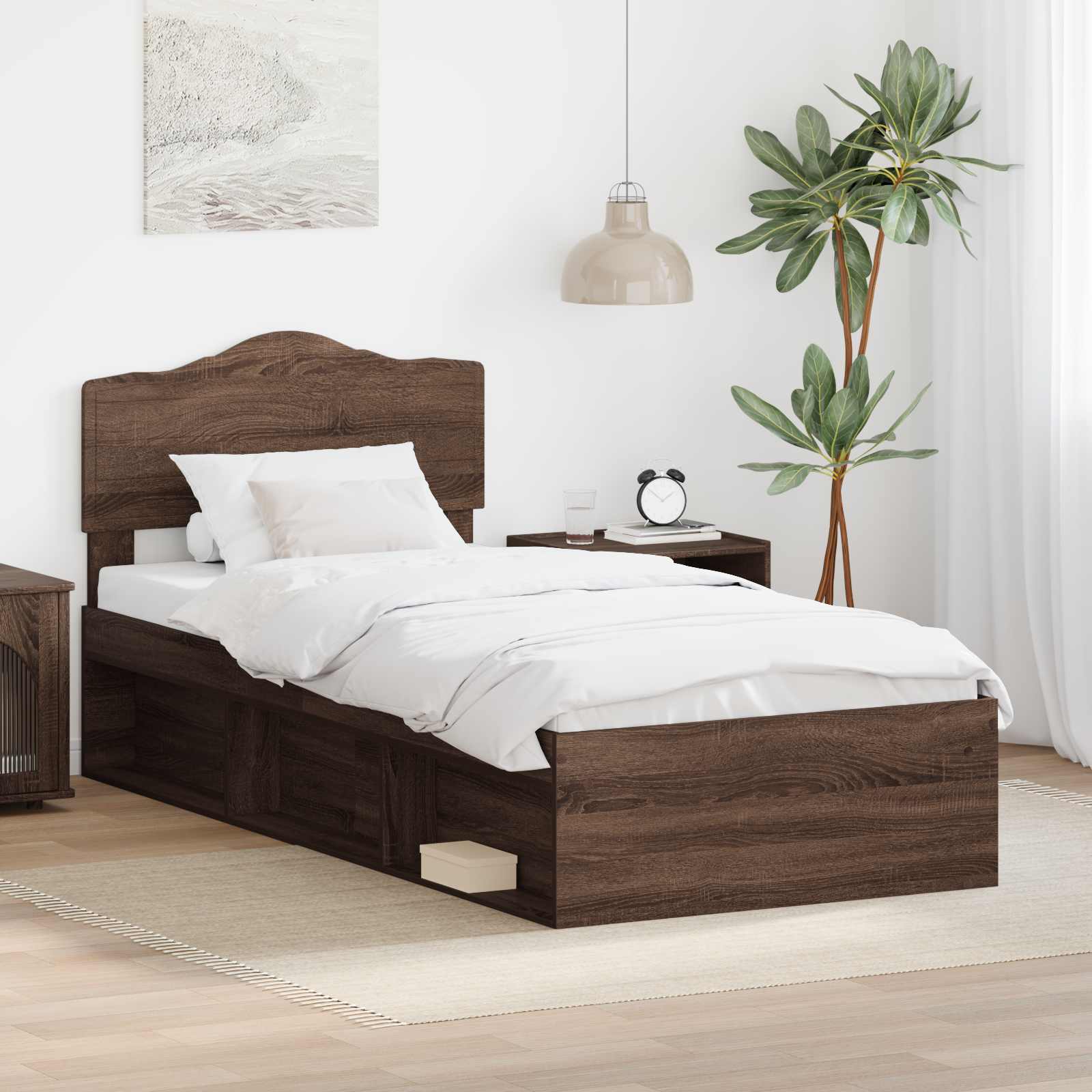 Cadre de lit Chêne brun 100 x 200 cm Bois de pin massif - XIOS