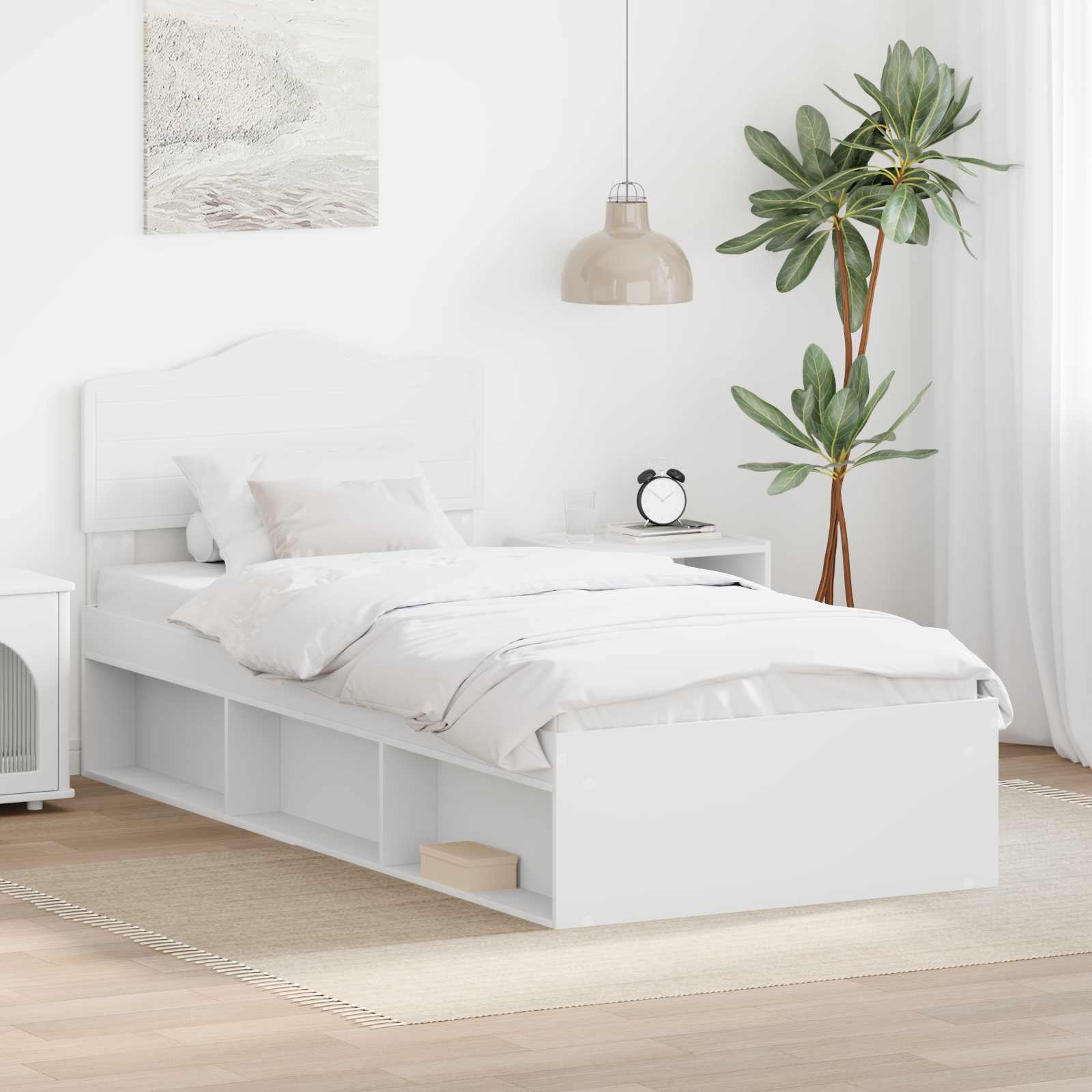 Cadre de lit Blanc 90 x 200 cm Bois de pin massif - XIOS