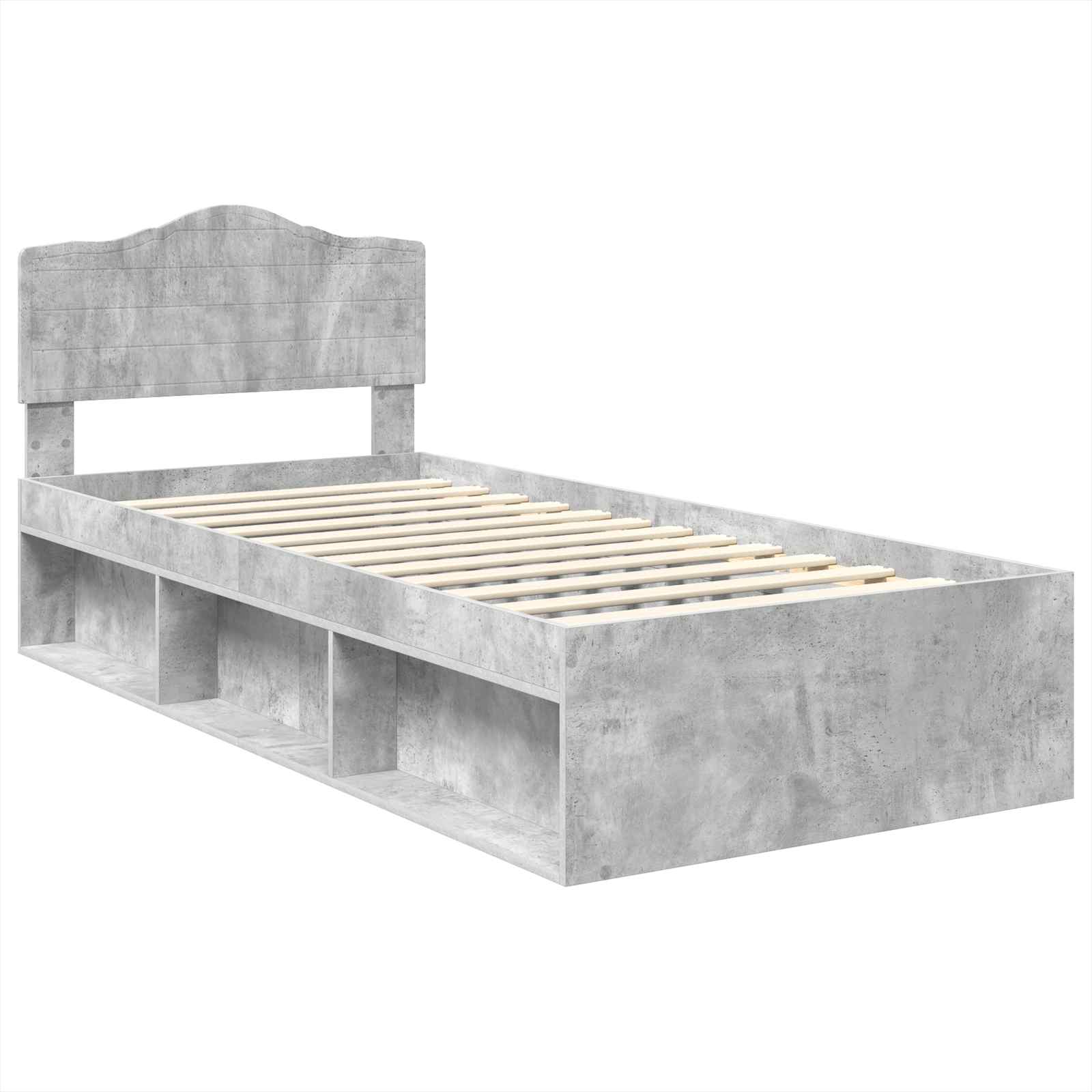 Cadre de lit Béton 90 x 200 cm Bois de pin massif - XIOS