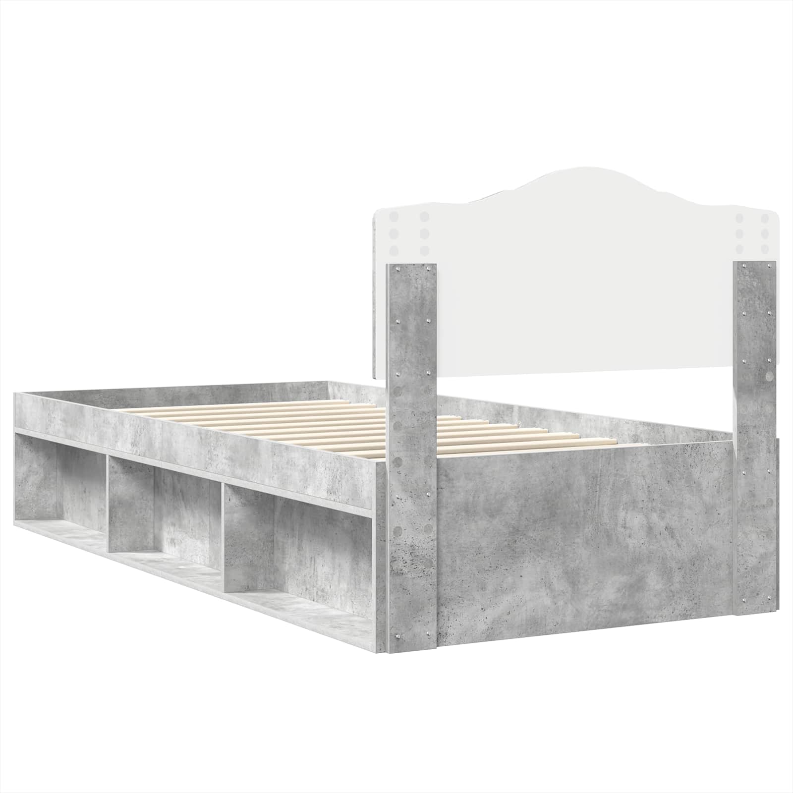 Cadre de lit Béton 90 x 200 cm Bois de pin massif - XIOS