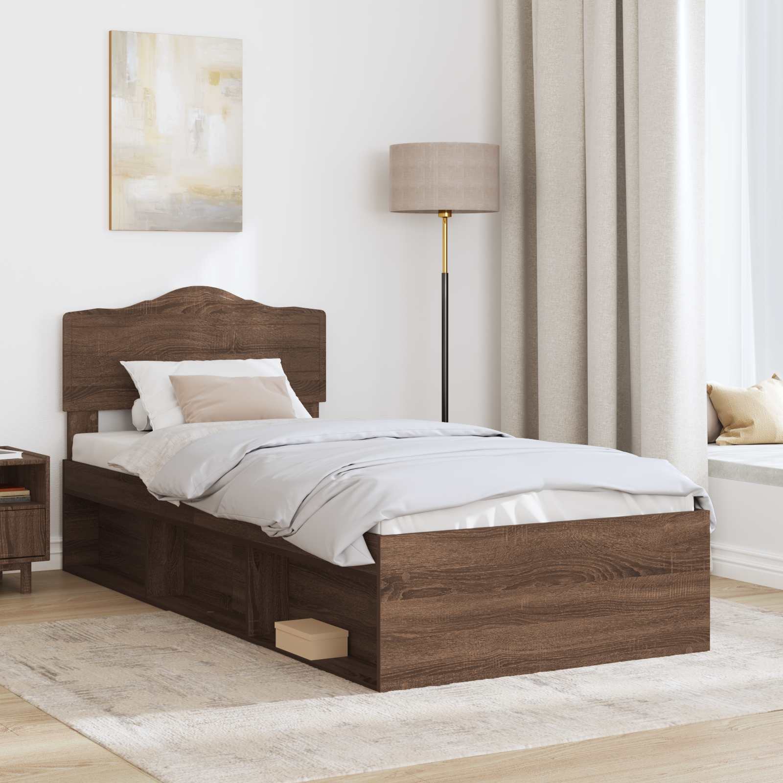 Cadre de lit Chêne brun 90 x 200 cm Bois de pin massif - XIOS