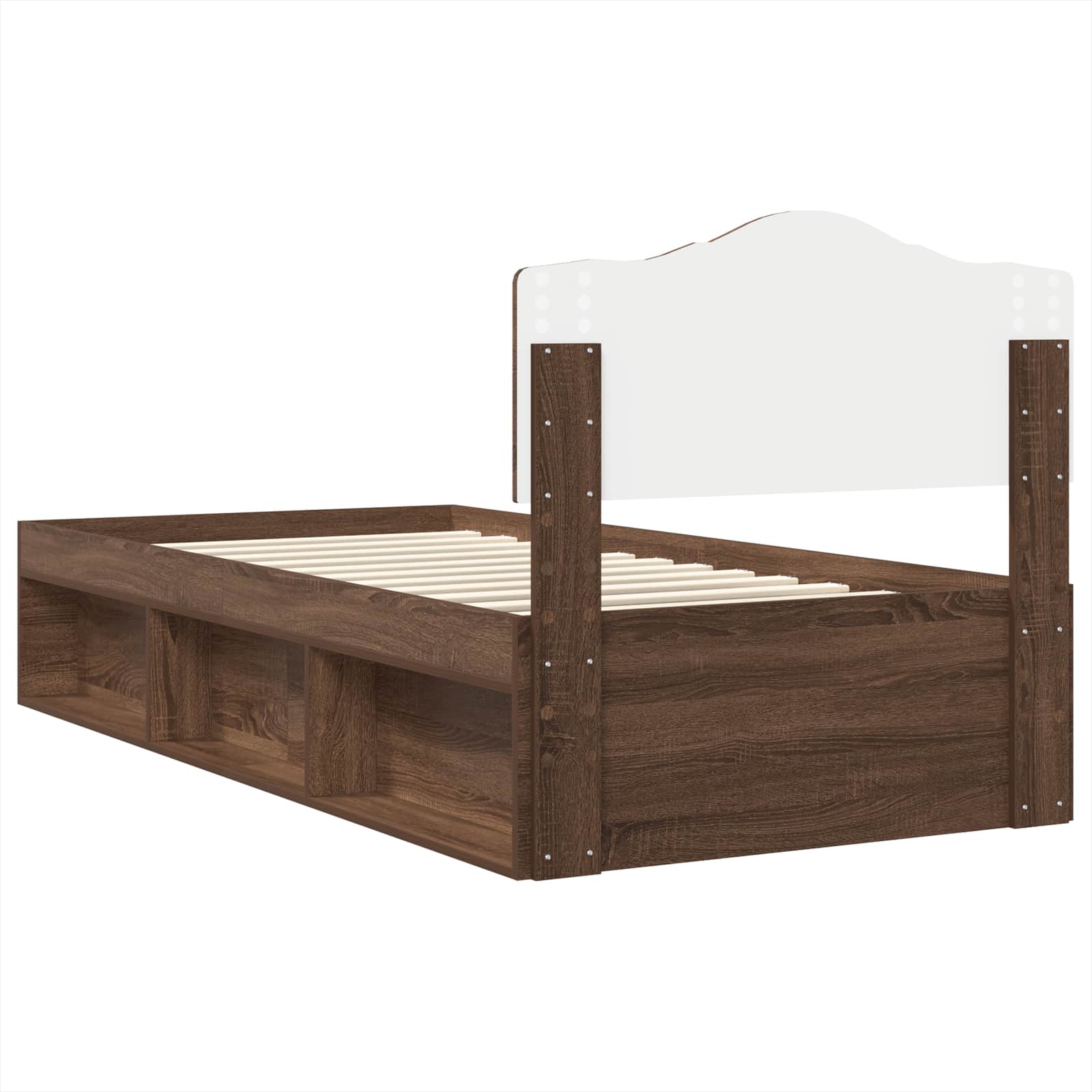 Cadre de lit Chêne brun 90 x 200 cm Bois de pin massif - XIOS