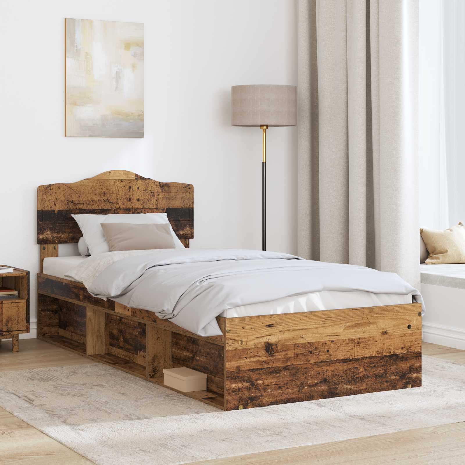 Cadre de lit Bois ancien 90 x 200 cm Bois de pin massif - XIOS