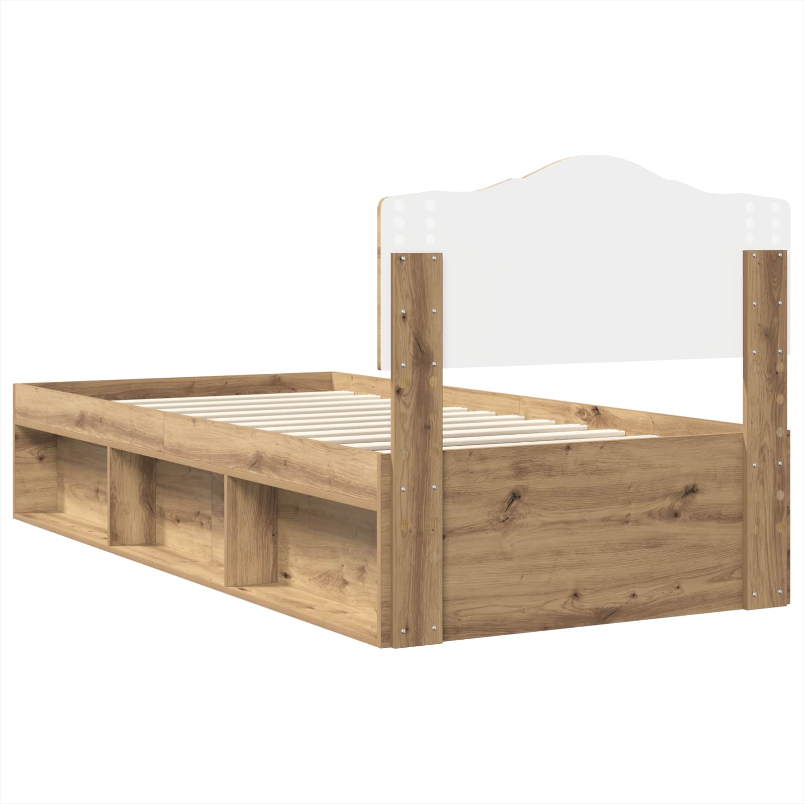 Cadre de lit Chêne artisan 90 x 200 cm Bois de pin massif - XIOS