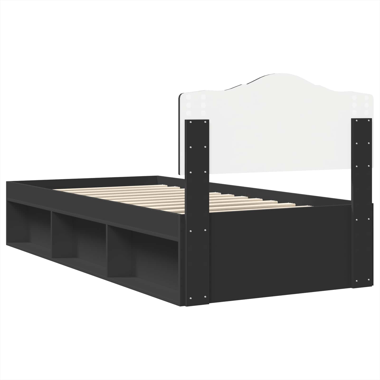 Cadre de lit Noir 90 x 190 cm Bois de pin massif - XIOS