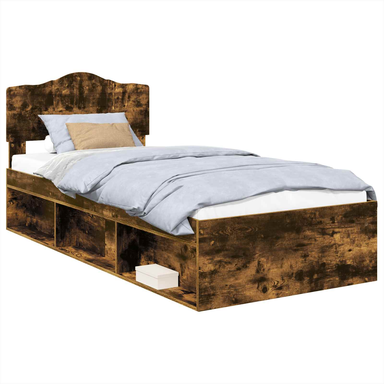 Cadre de lit Chêne fumé 90 x 190 cm Bois de pin massif - XIOS