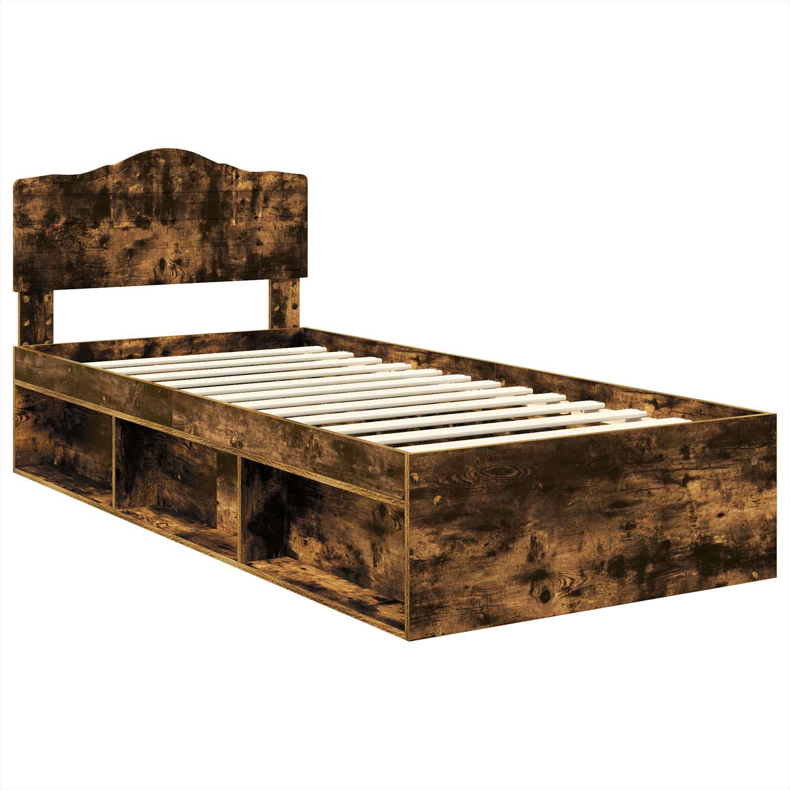 Cadre de lit Chêne fumé 90 x 190 cm Bois de pin massif - XIOS