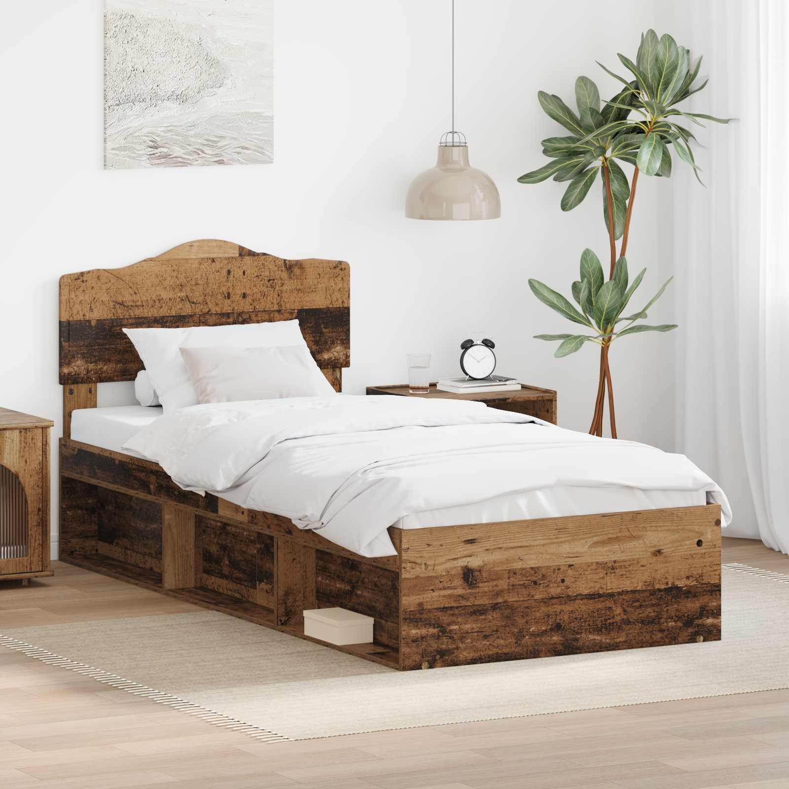 Cadre de lit Bois ancien 90 x 190 cm Bois de pin massif - XIOS