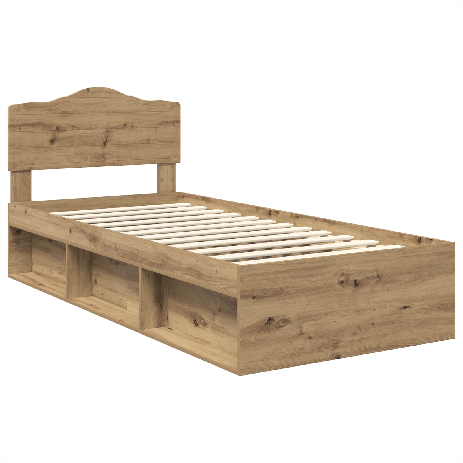 Cadre de lit Chêne artisan 90 x 190 cm Bois de pin massif - XIOS