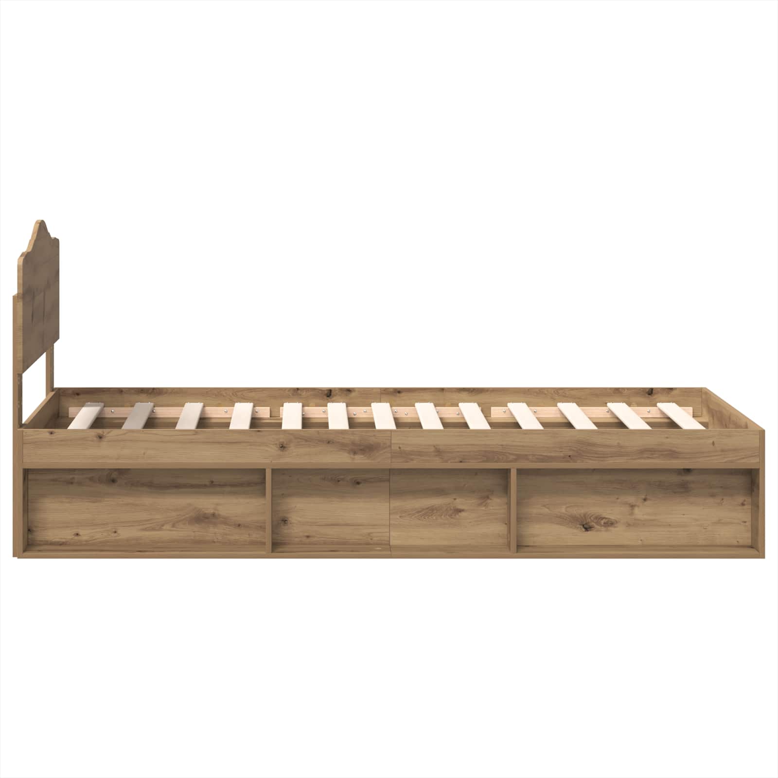 Cadre de lit Chêne artisan 90 x 190 cm Bois de pin massif - XIOS