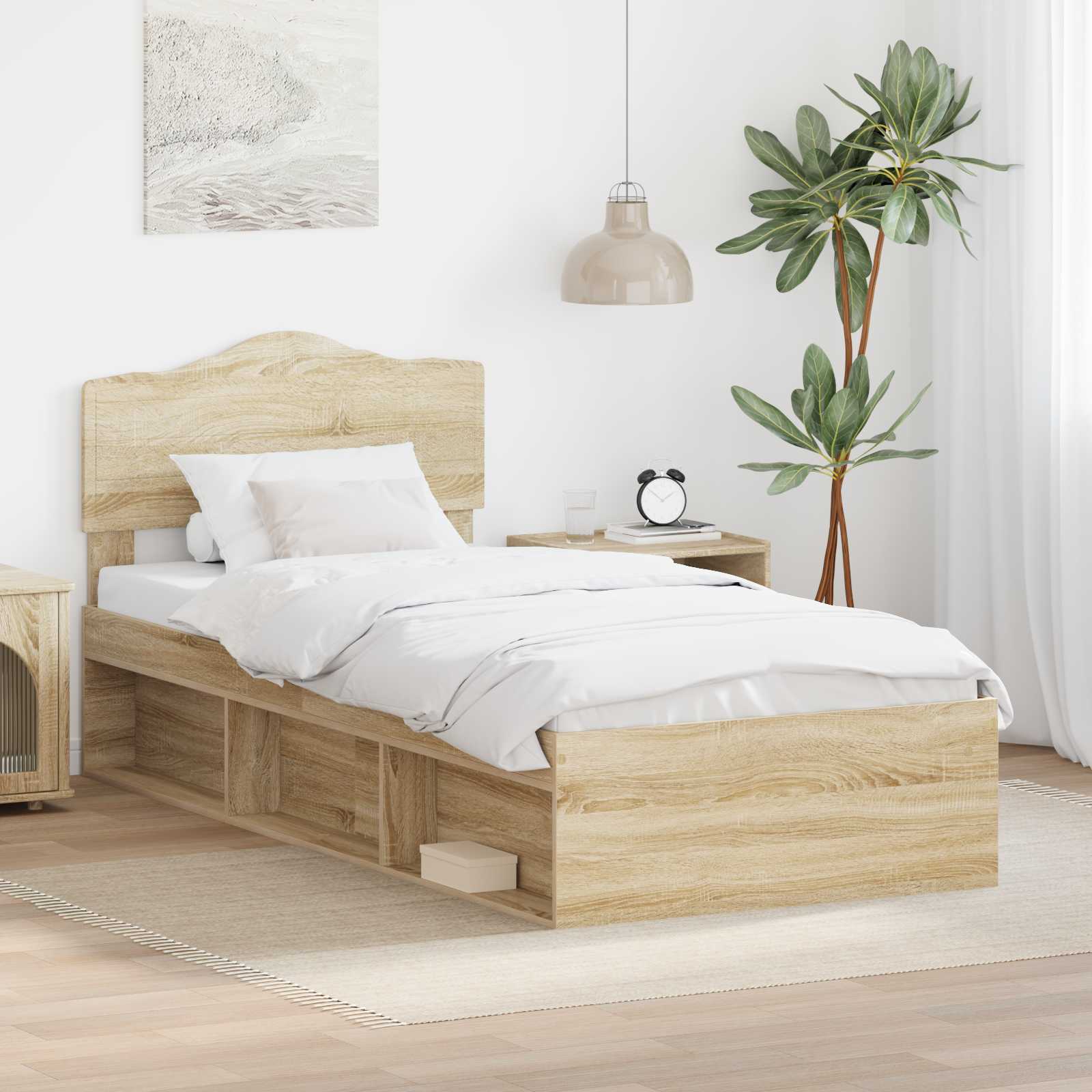Cadre de lit Chêne Sonoma 75 x 190 cm Bois de pin massif - XIOS