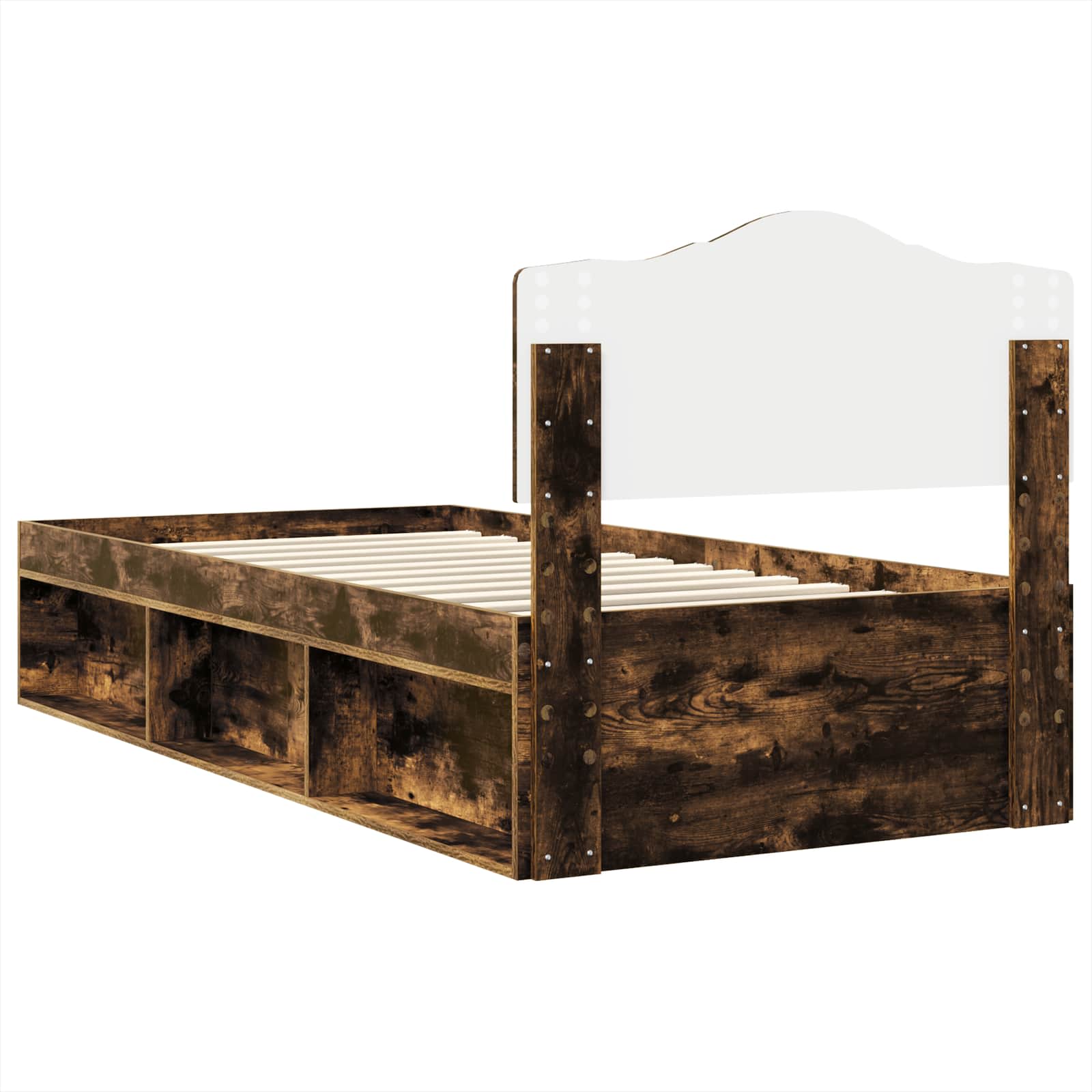 Cadre de lit Chêne fumé 75 x 190 cm Bois de pin massif - XIOS