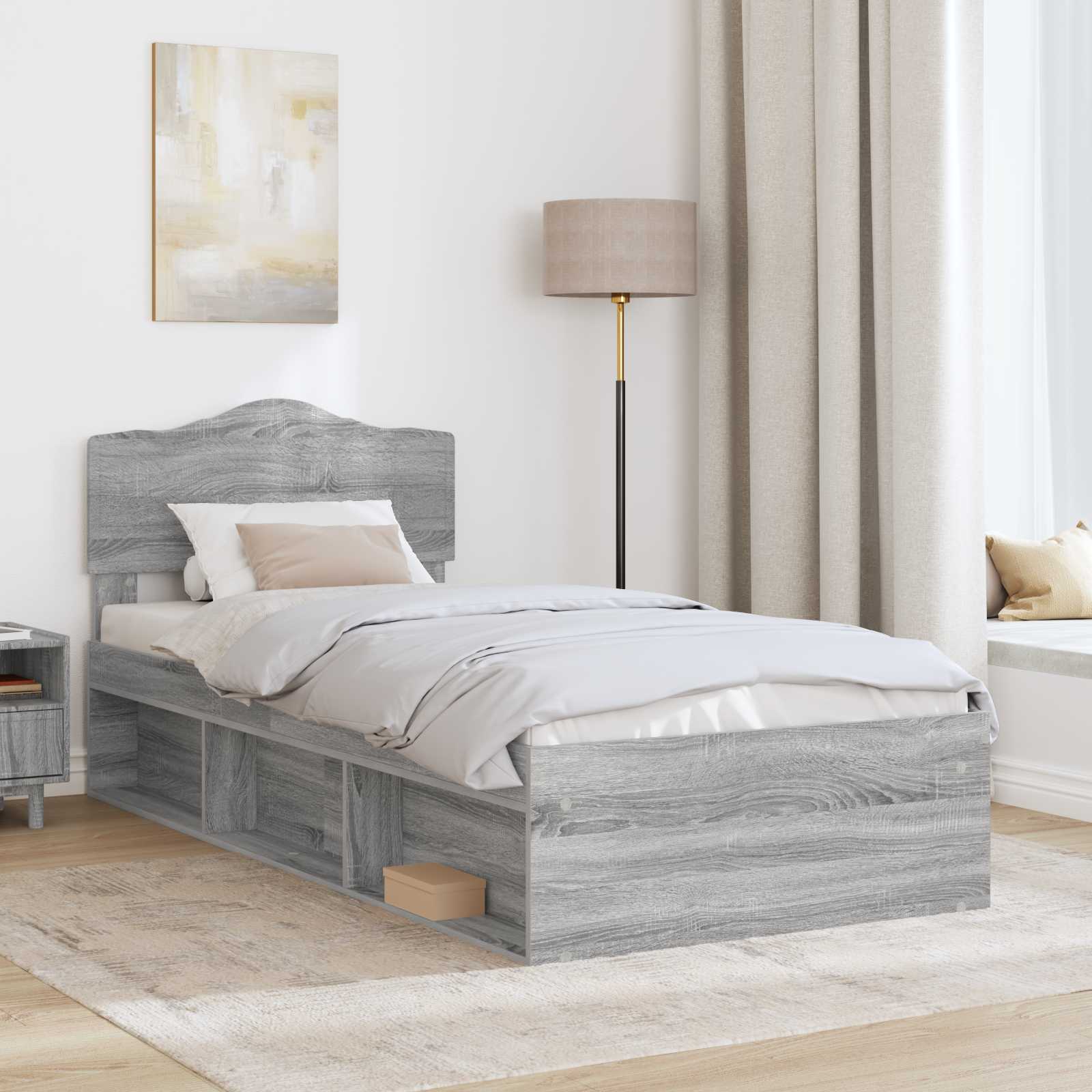Cadre de lit Gris Sonoma 75 x 190 cm Bois de pin massif - XIOS
