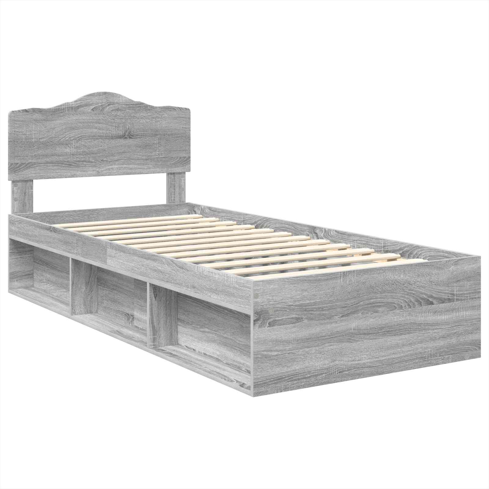 Cadre de lit Gris Sonoma 75 x 190 cm Bois de pin massif - XIOS