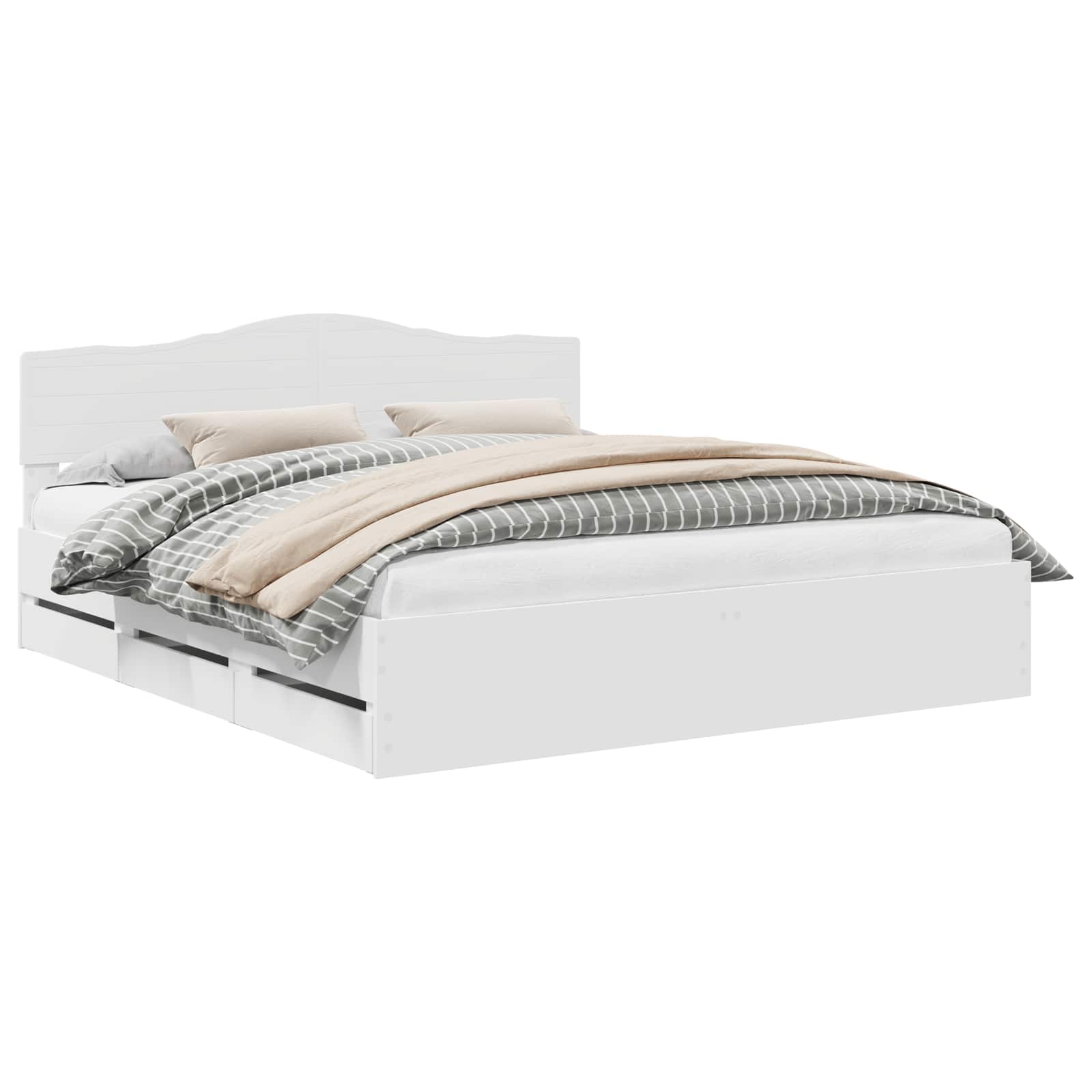 Cadre de lit avec tiroir Blanc 200 x 200 cm Bois Ingénierie - XIOS