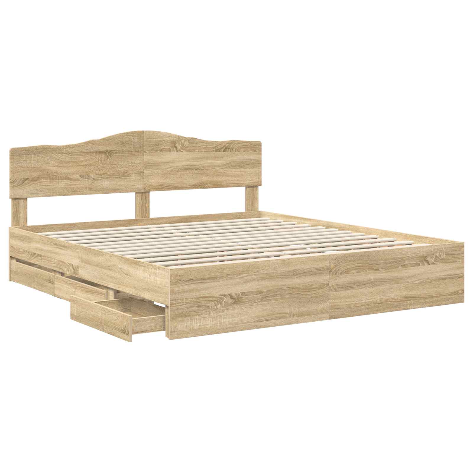 Cadre de lit Chêne Sonoma 200 x 200 cm Bois Ingénierie - XIOS