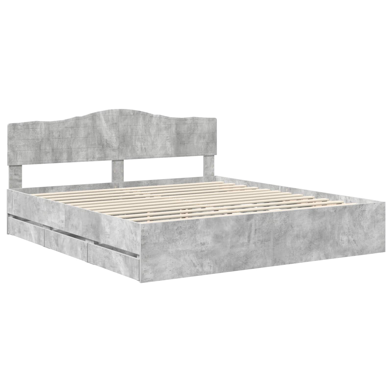 Cadre de lit Gris béton 200 x 200 cm Bois Ingénierie - XIOS