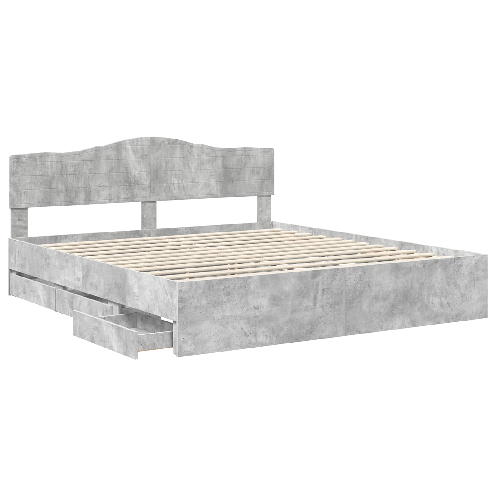 Cadre de lit Gris béton 200 x 200 cm Bois Ingénierie - XIOS