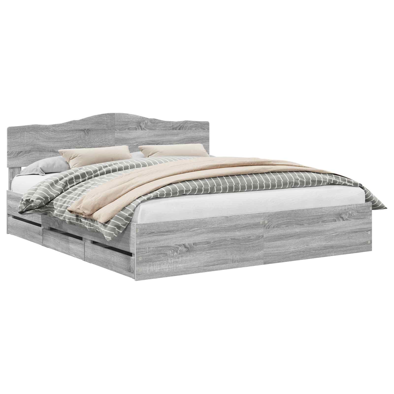 Cadre de lit Gris Sonoma 200 x 200 cm Bois Ingénierie - XIOS