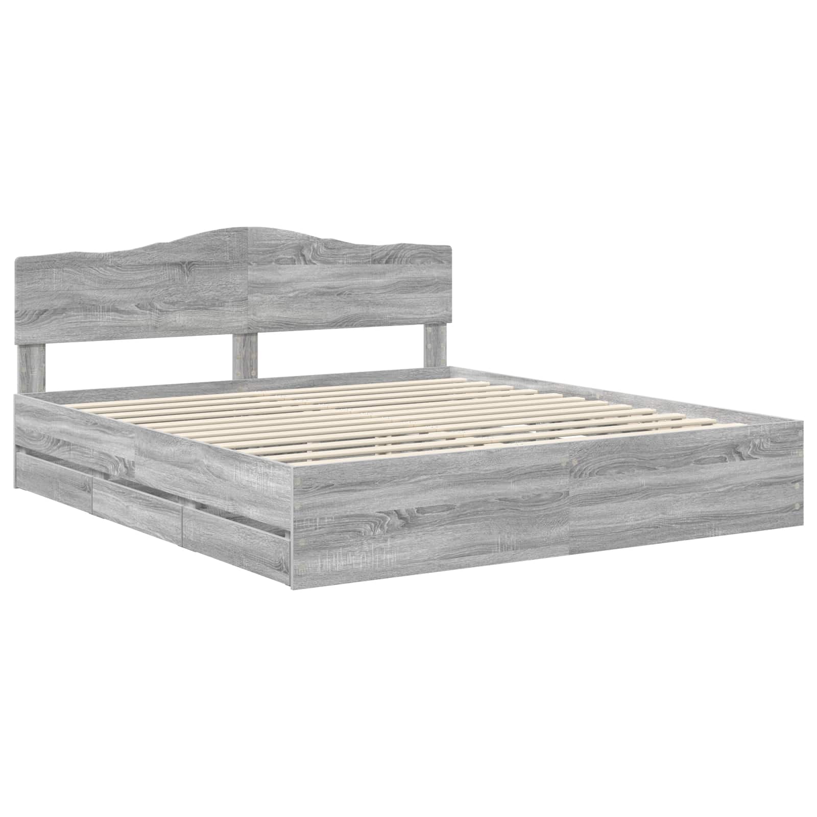 Cadre de lit Gris Sonoma 200 x 200 cm Bois Ingénierie - XIOS