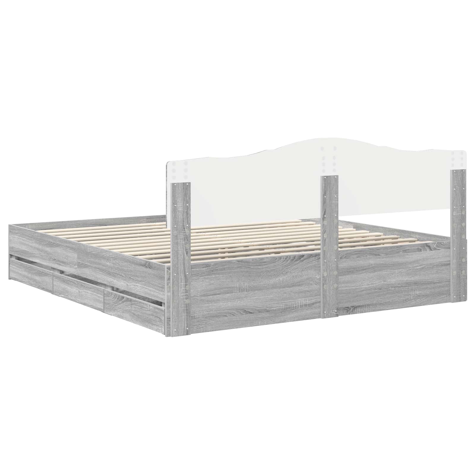 Cadre de lit Gris Sonoma 200 x 200 cm Bois Ingénierie - XIOS