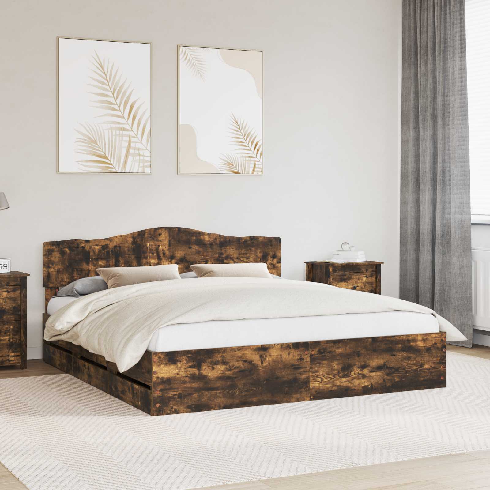 Cadre de lit Chêne fumé 180 x 200 cm Bois Ingénierie - XIOS