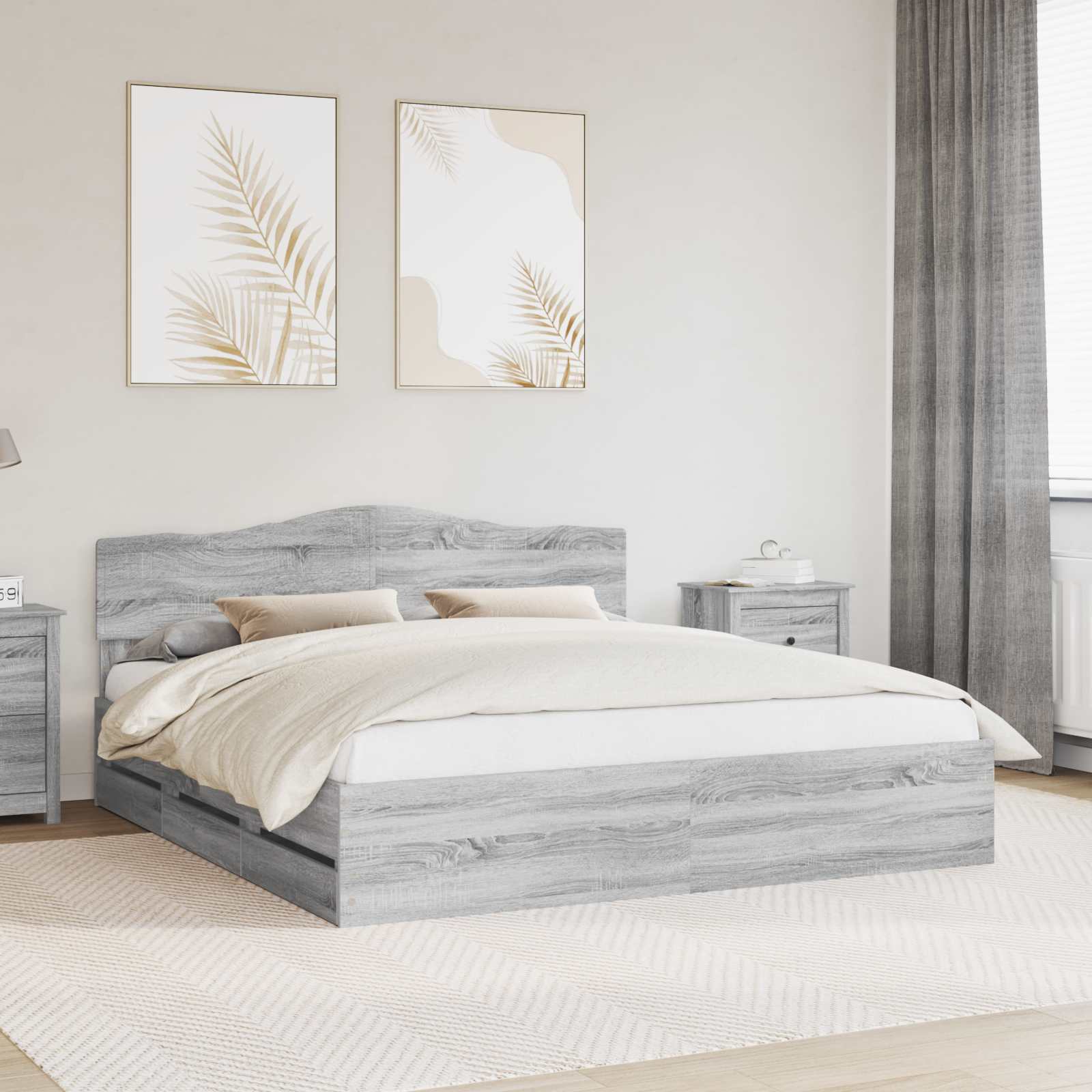 Cadre de lit Gris Sonoma 180 x 200 cm Bois Ingénierie - XIOS