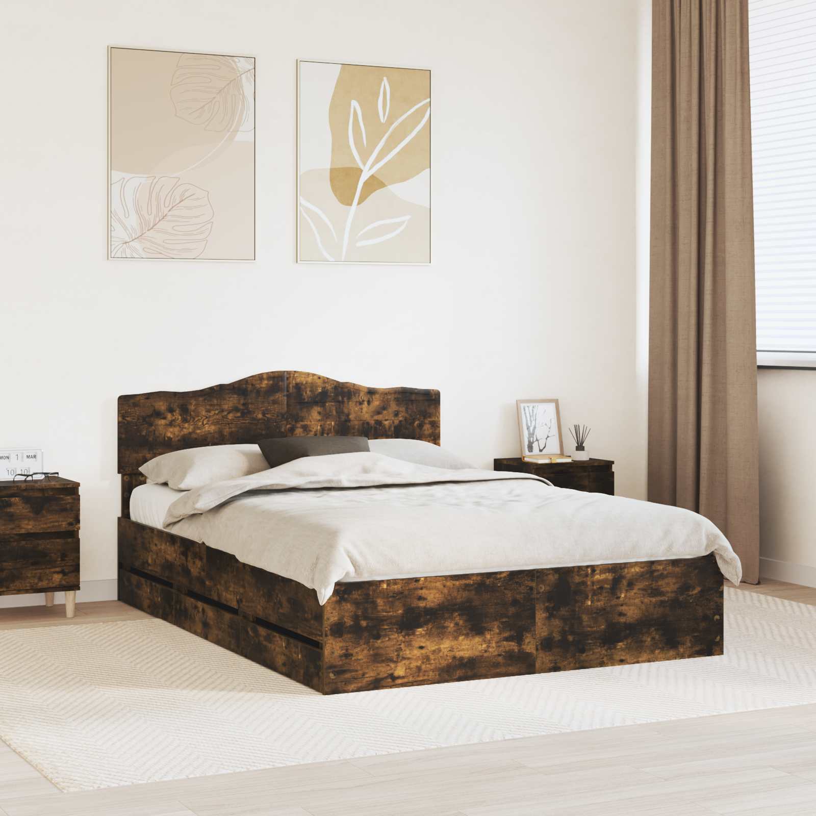 Cadre de lit Chêne fumé 160 x 200 cm Bois Ingénierie - XIOS