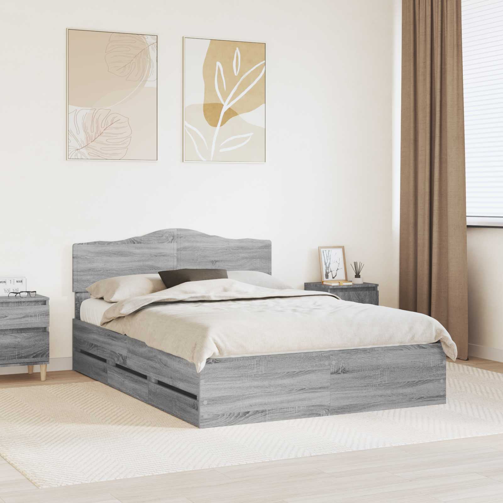 Cadre de lit Gris Sonoma 160 x 200 cm Bois Ingénierie - XIOS
