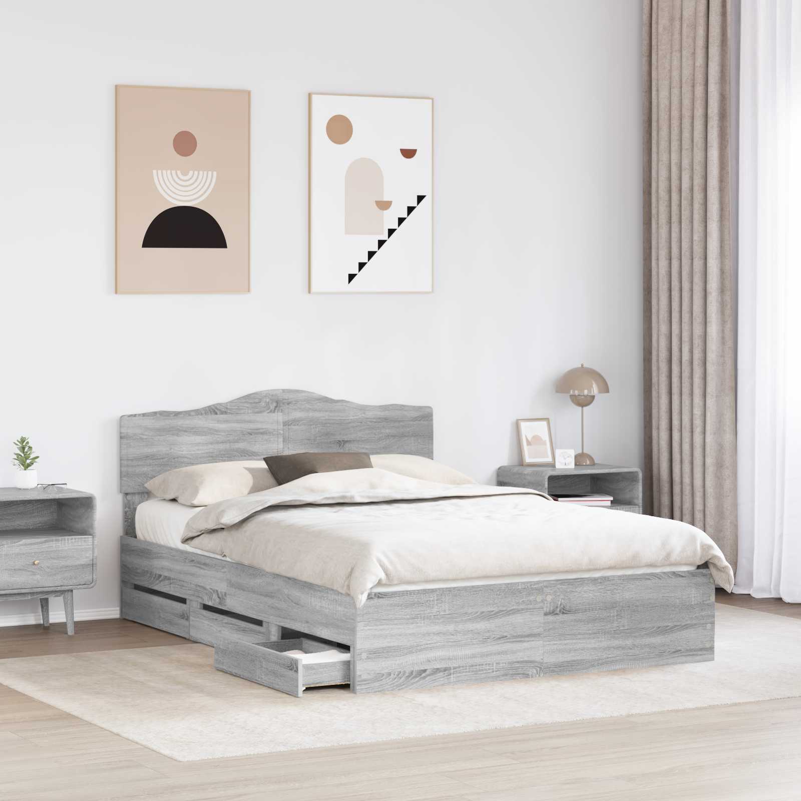 Cadre de lit Gris Sonoma 160 x 200 cm Bois Ingénierie - XIOS