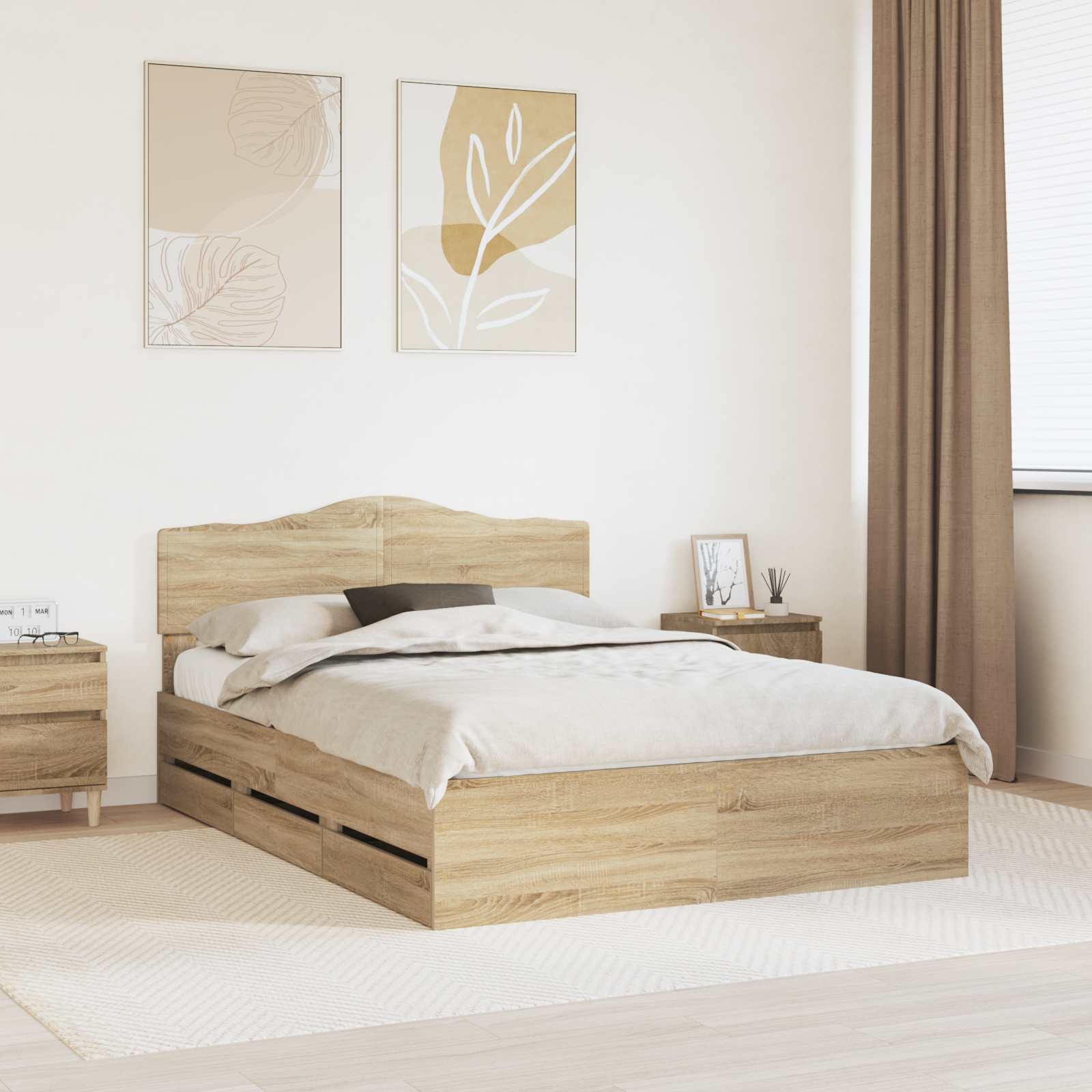 Cadre de lit Chêne Sonoma 150 x 200 cm Bois Ingénierie - XIOS