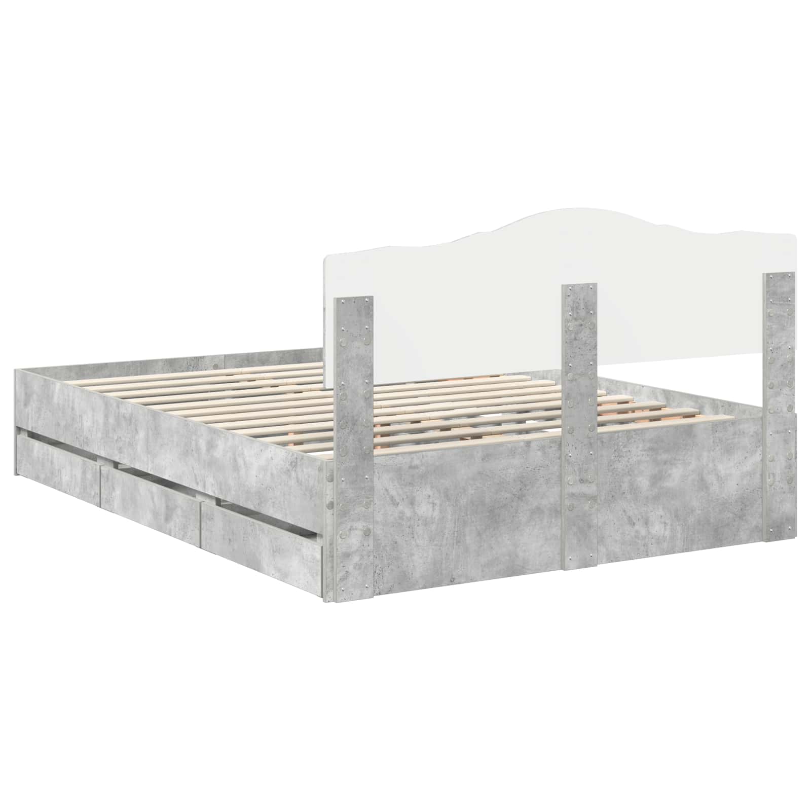 Cadre de lit Gris béton 150 x 200 cm Bois Ingénierie - XIOS