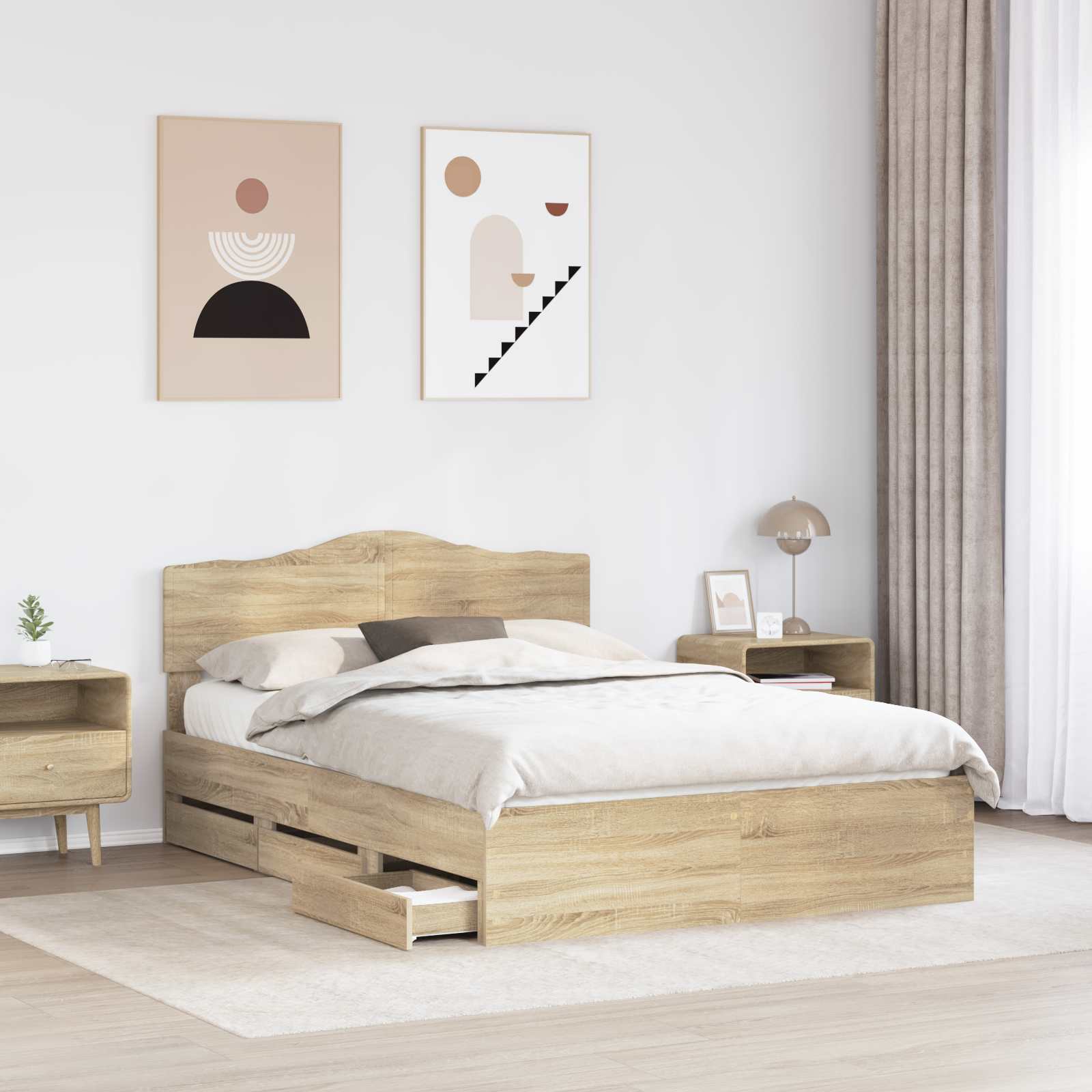 Cadre de lit Chêne Sonoma 140 x 190 cm Bois Ingénierie - XIOS