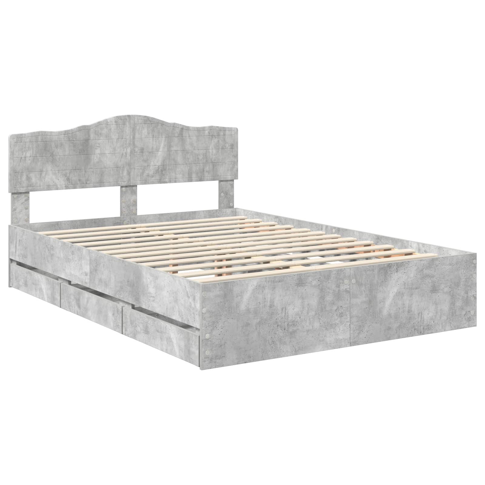 Cadre de lit Gris béton 140 x 190 cm Bois Ingénierie - XIOS