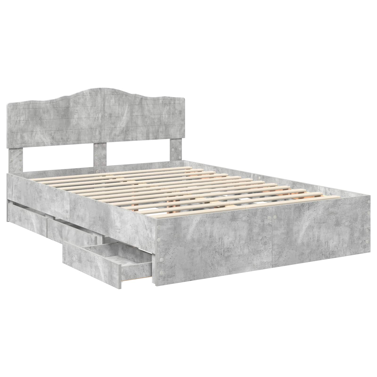 Cadre de lit Gris béton 140 x 190 cm Bois Ingénierie - XIOS