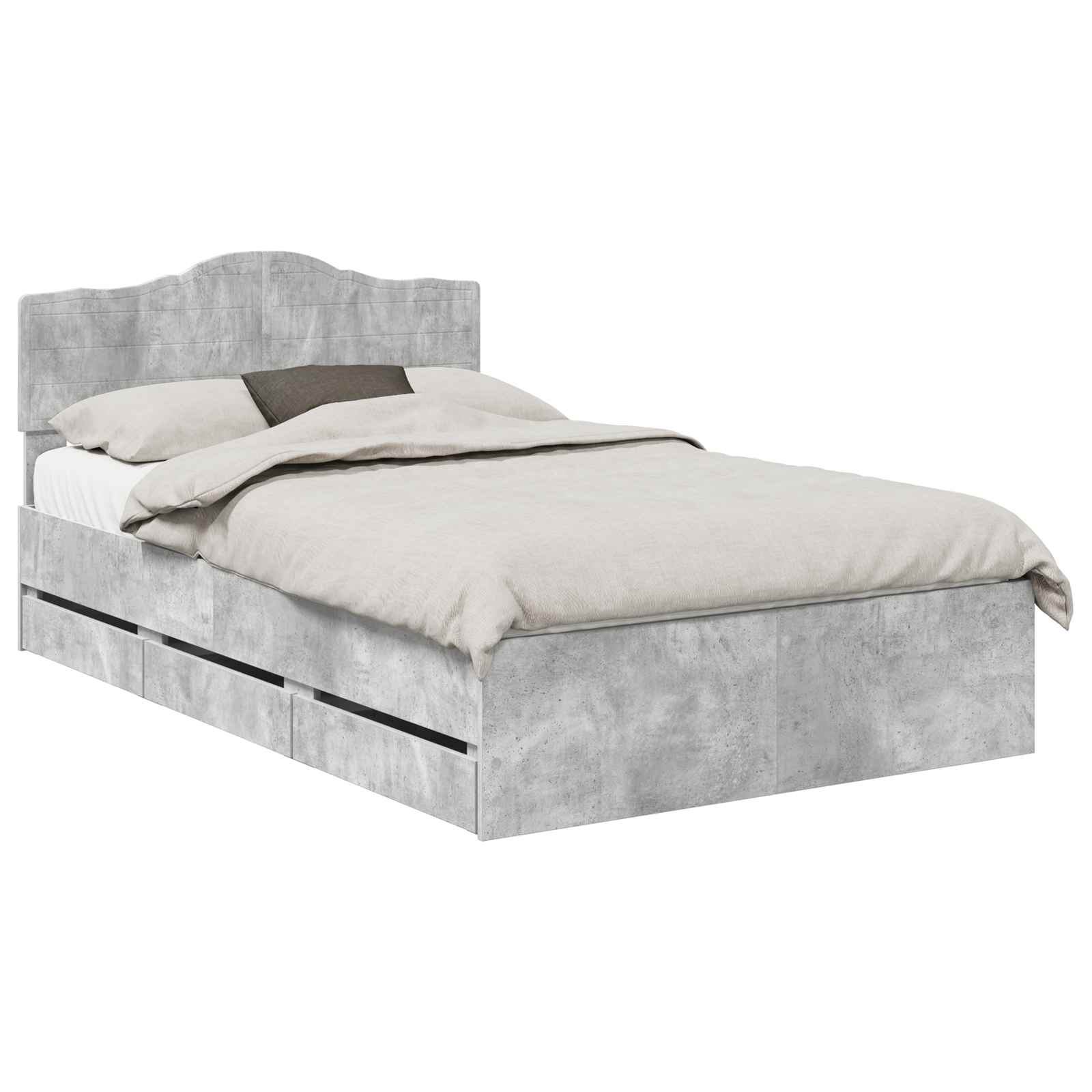 Cadre de lit Gris béton 135 x 190 cm Bois Ingénierie - XIOS