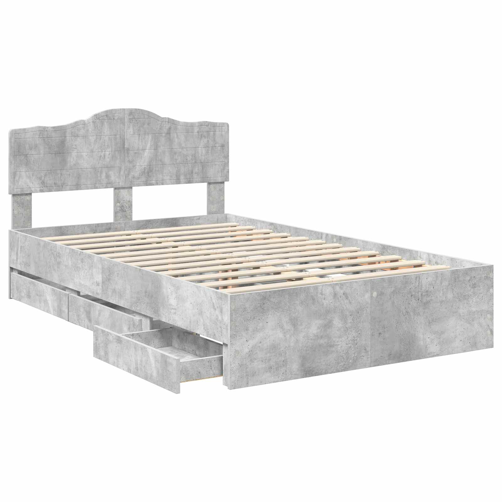 Cadre de lit Gris béton 135 x 190 cm Bois Ingénierie - XIOS