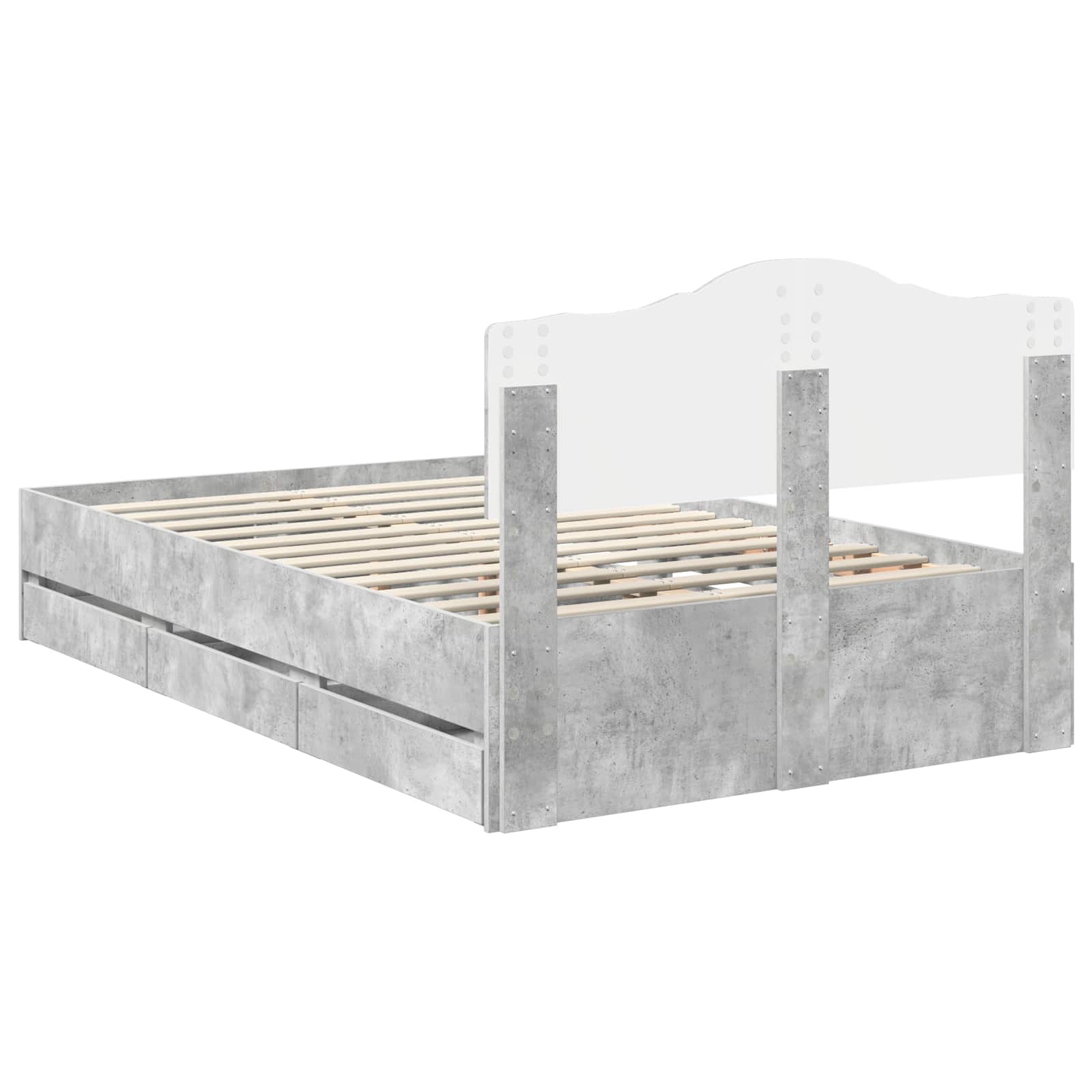Cadre de lit Gris béton 135 x 190 cm Bois Ingénierie - XIOS