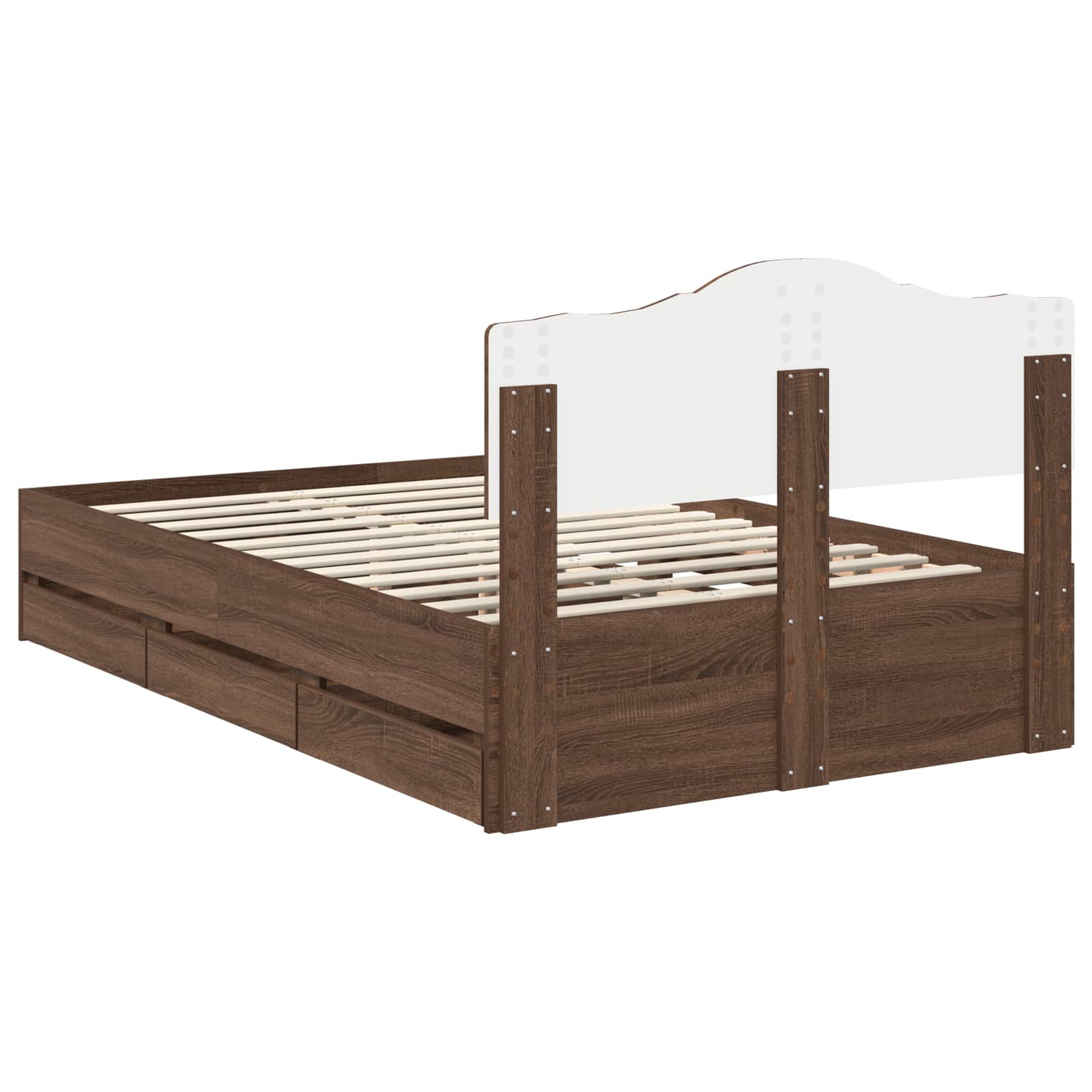 Cadre de lit Chêne brun 135 x 190 cm Bois Ingénierie - XIOS