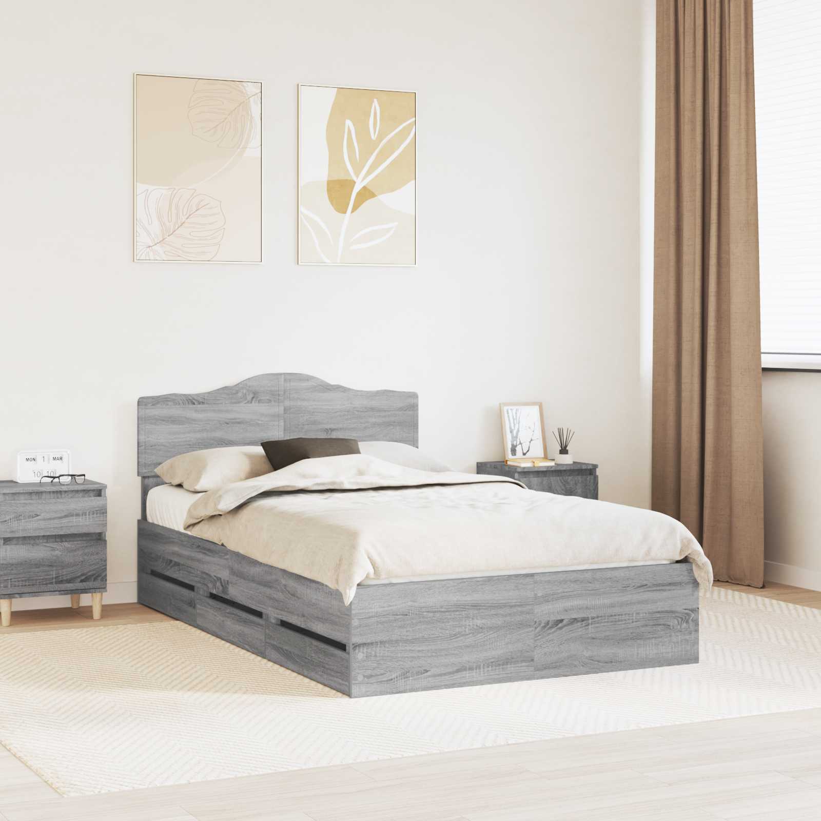 Cadre de lit Gris Sonoma 120 x 190 cm Bois Ingénierie - XIOS
